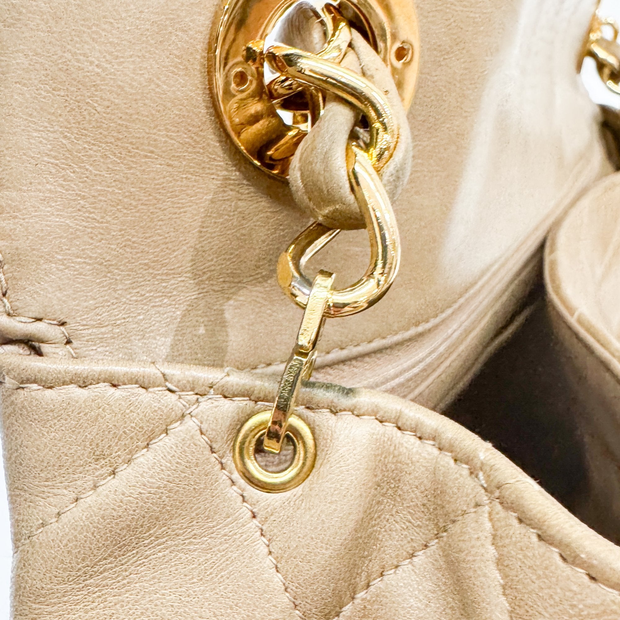 Large Timeless Classic Single Flap Matelassé Brown Lambskin Leather Shoulder Bag