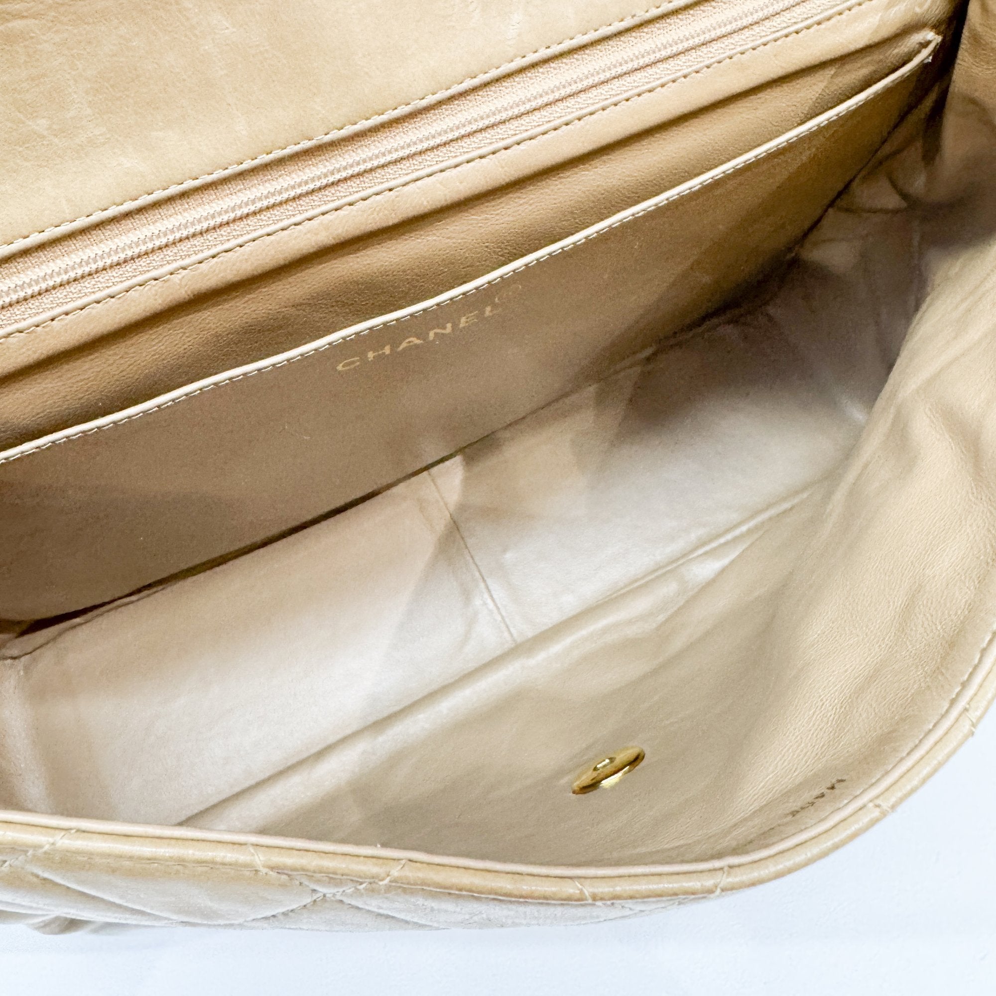 Large Timeless Classic Single Flap Matelassé Brown Lambskin Leather Shoulder Bag