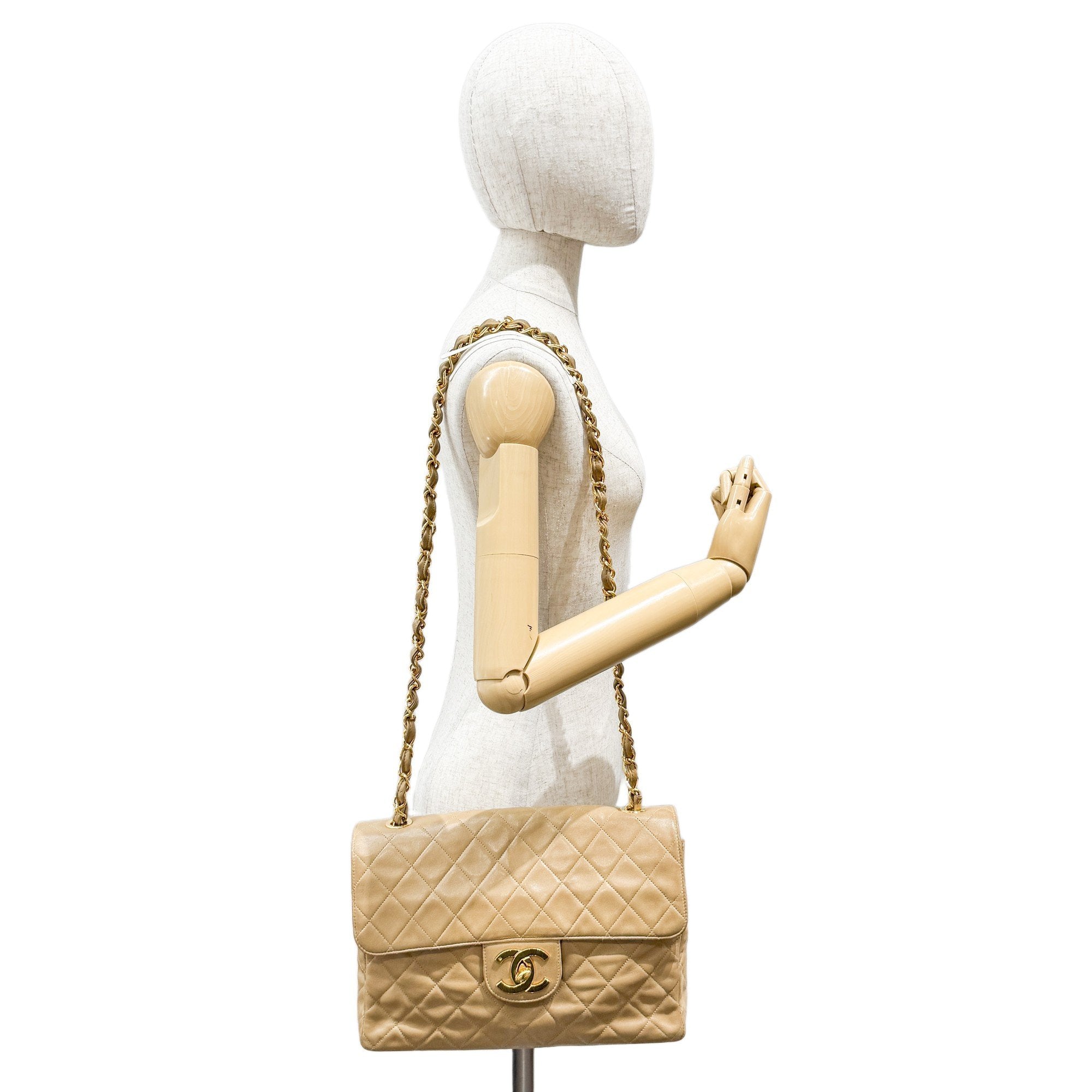 Large Timeless Classic Single Flap Matelassé Brown Lambskin Leather Shoulder Bag