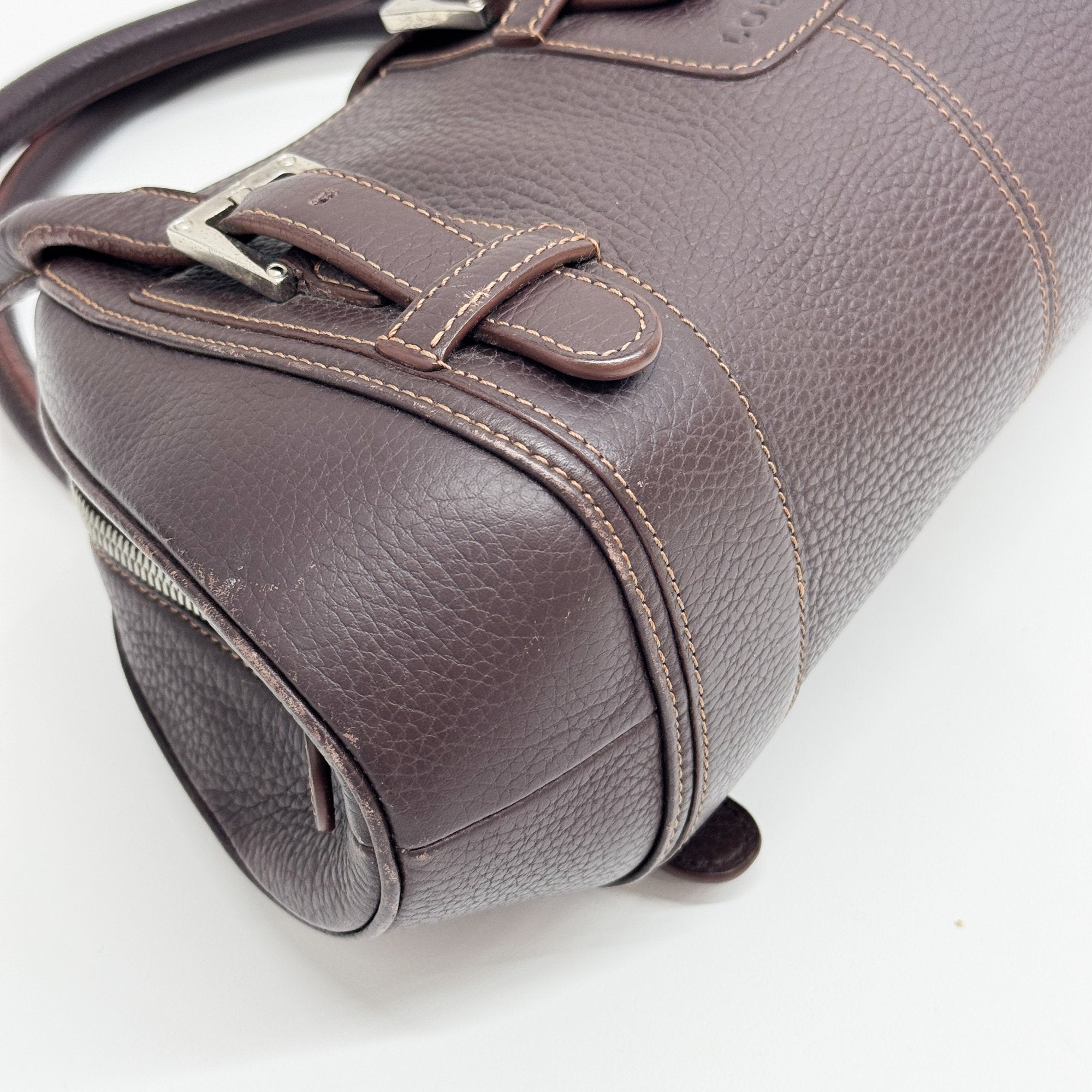 Senda Brown Leather Shoulder Bag