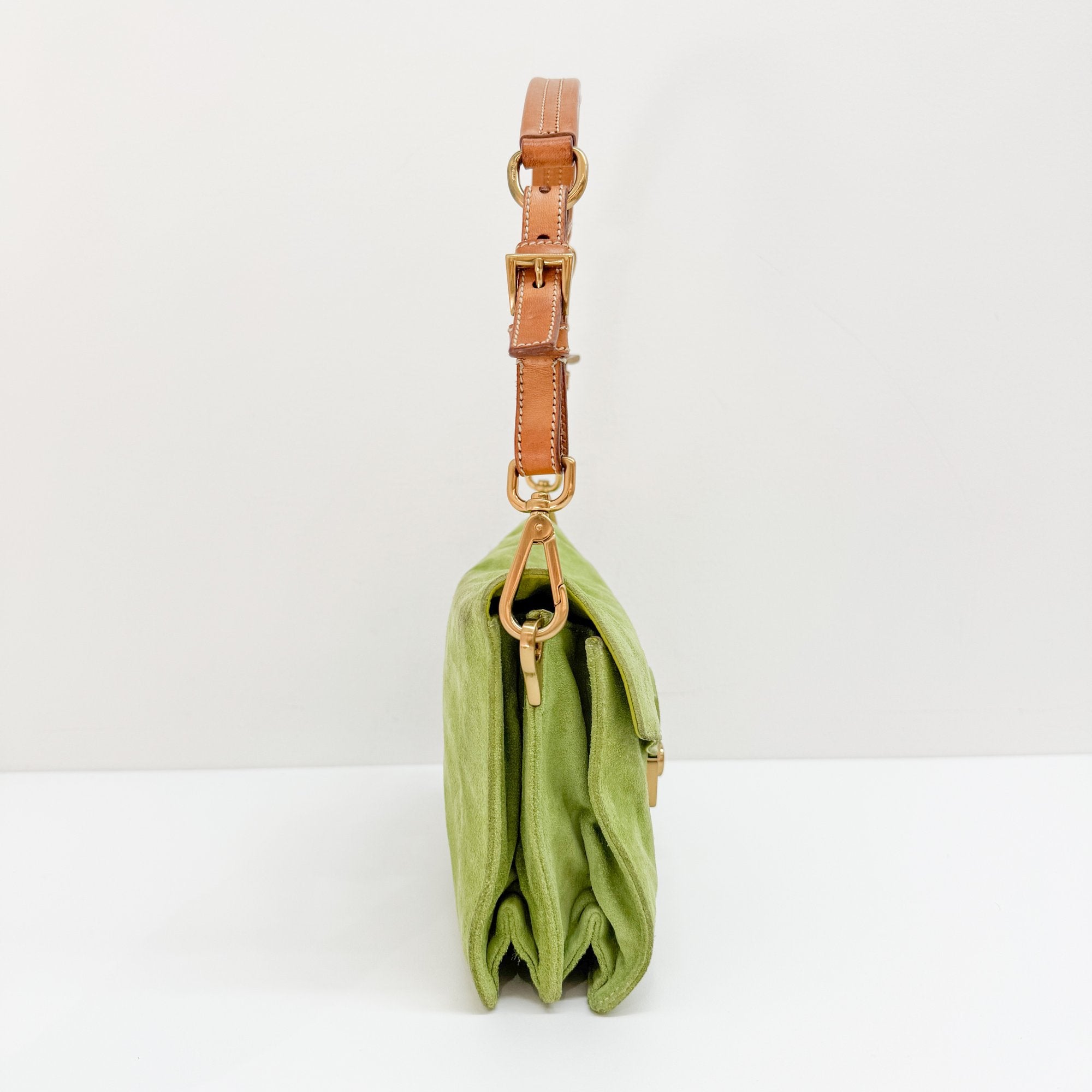 Green Suede Shoulder Bag