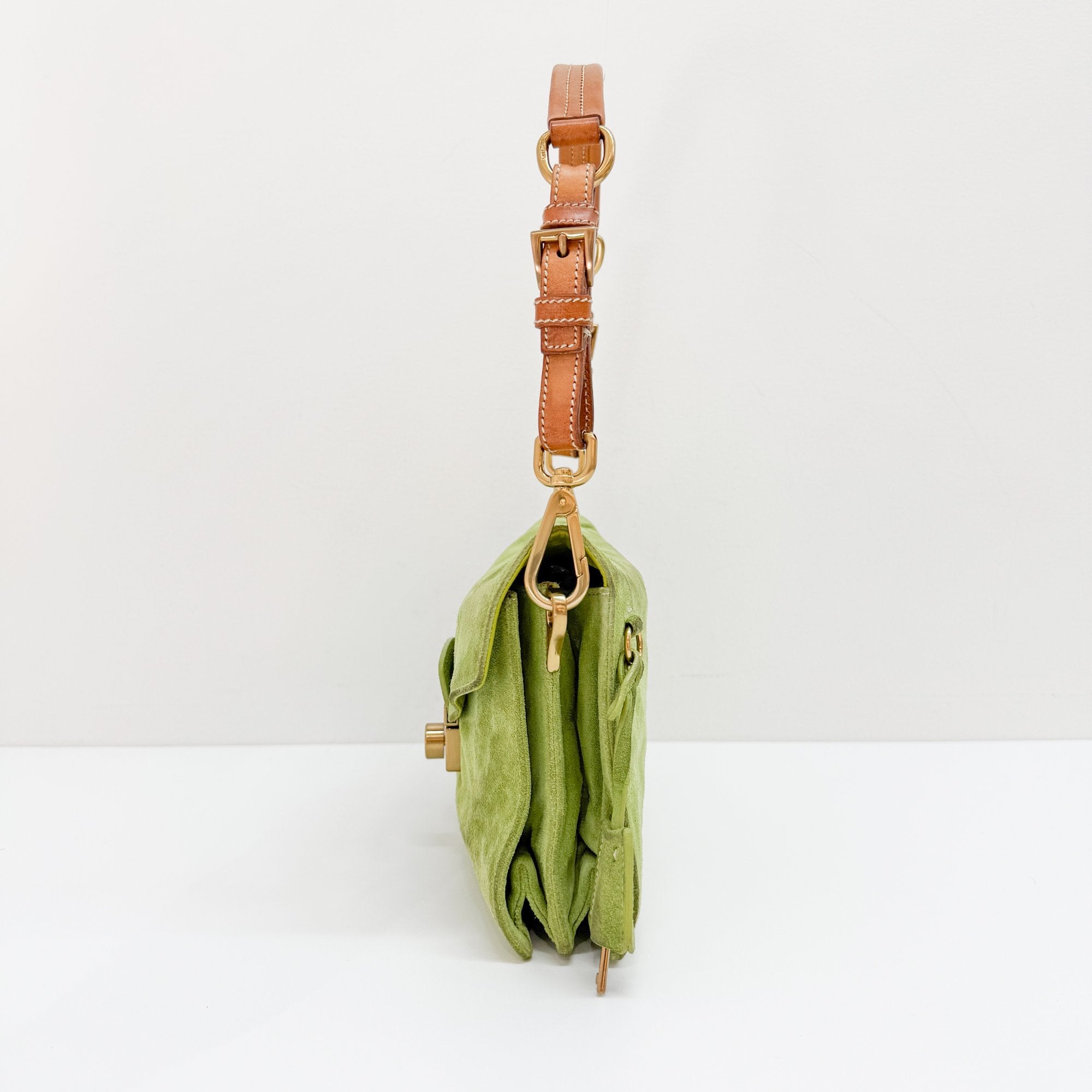 Green Suede Shoulder Bag