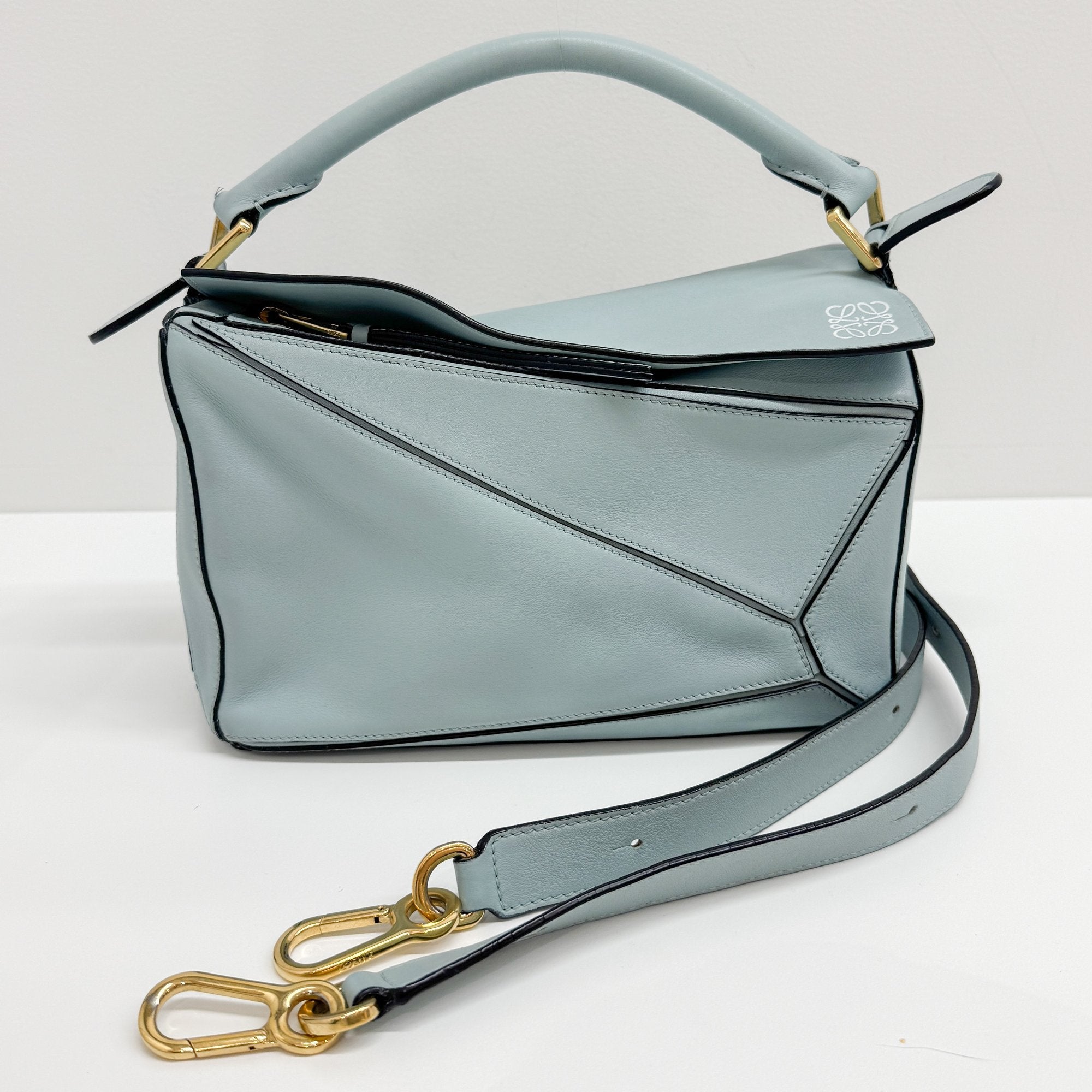 Puzzle Turquoise Leather Two Way Bag