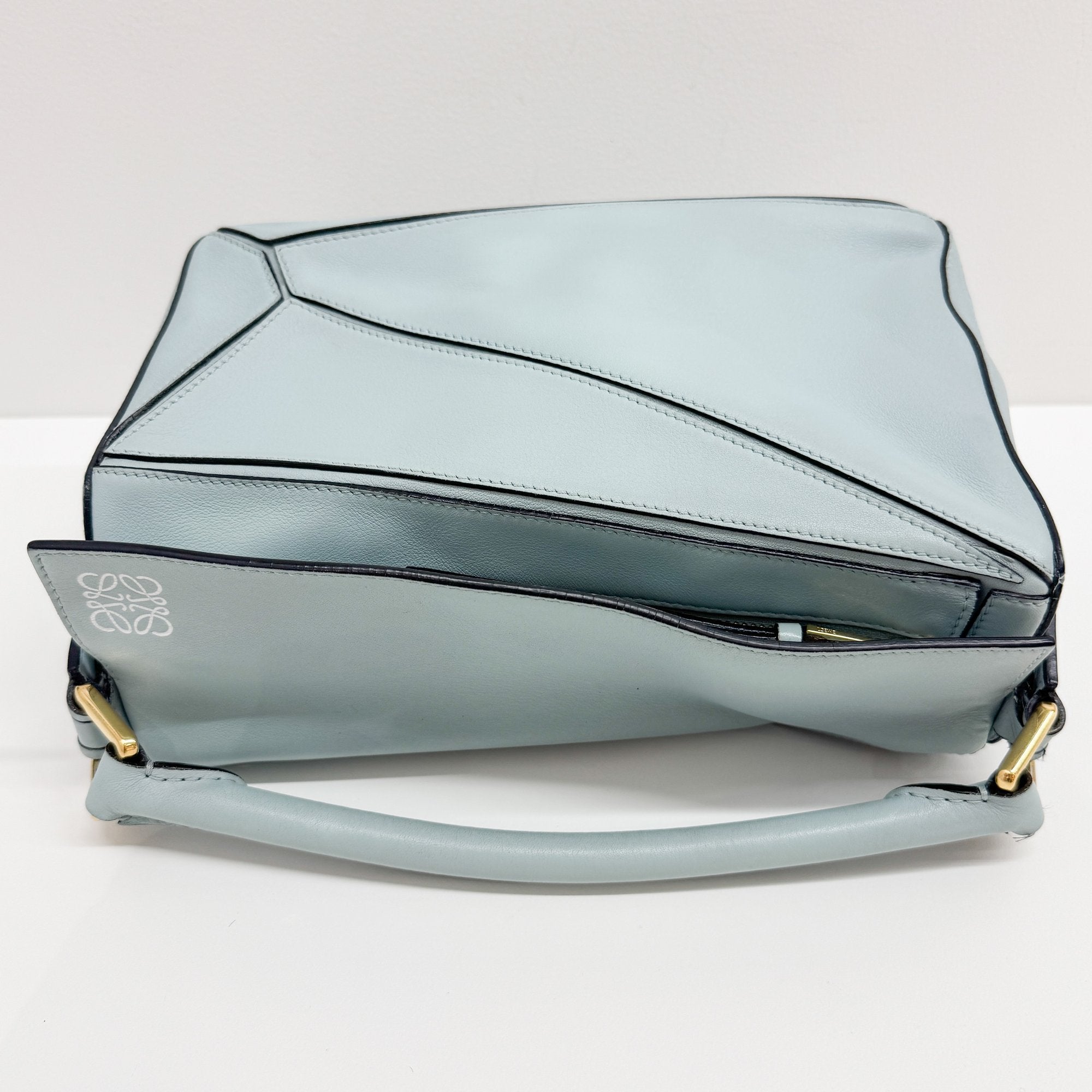 Puzzle Turquoise Leather Two Way Bag