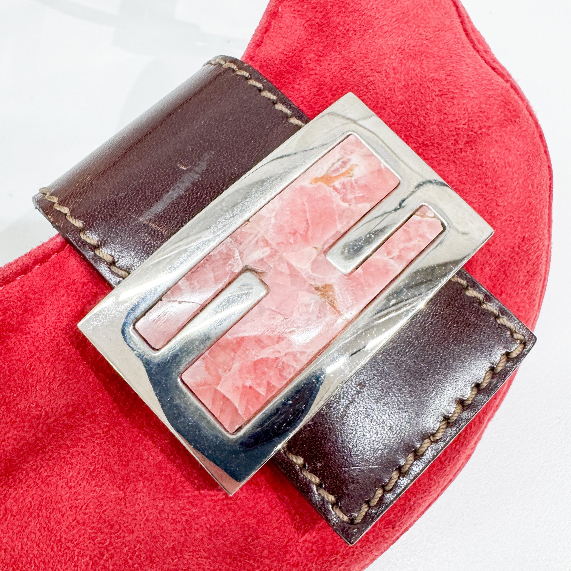 Mini Croissant Red Suede Hand Bag