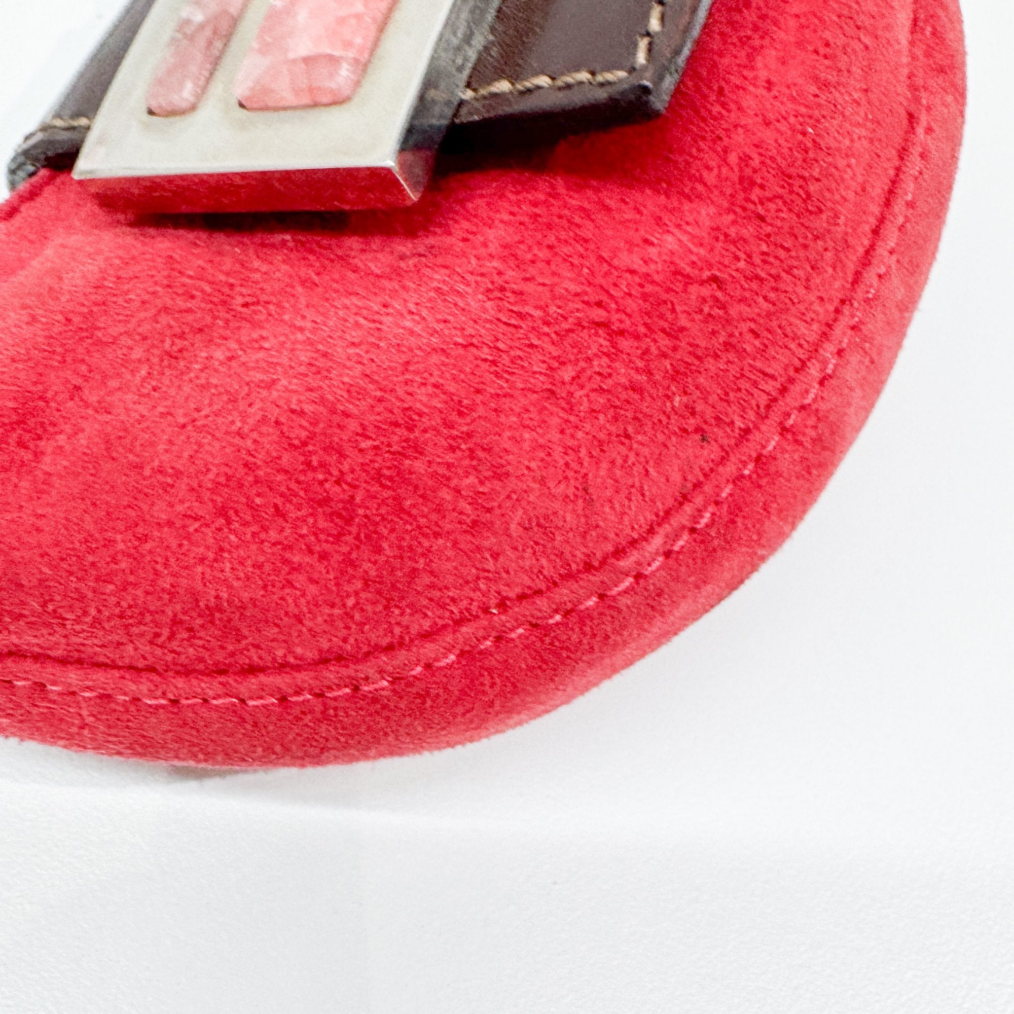 Mini Croissant Red Suede Hand Bag
