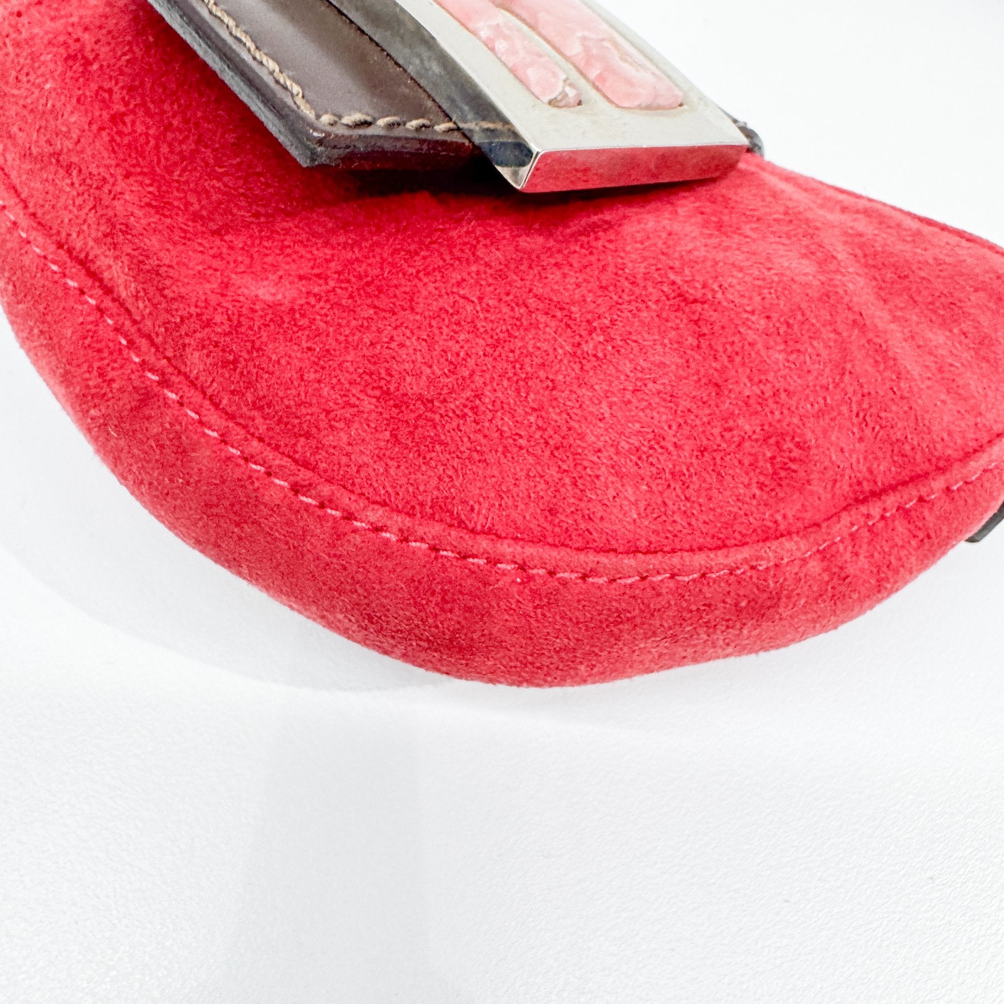 Mini Croissant Red Suede Hand Bag