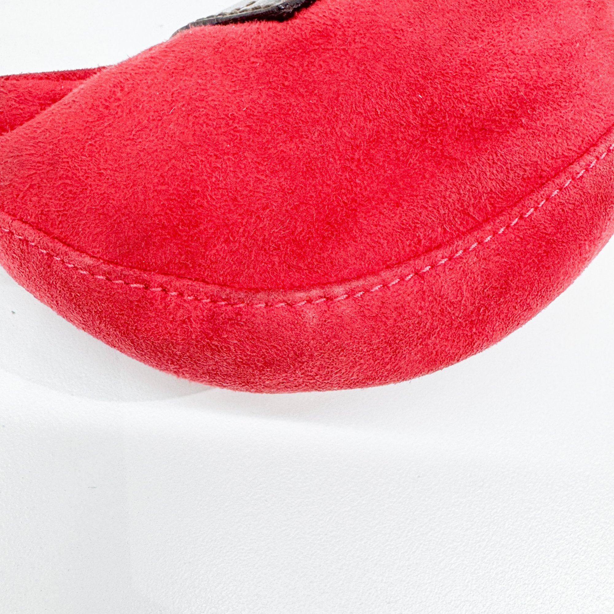 Mini Croissant Red Suede Hand Bag