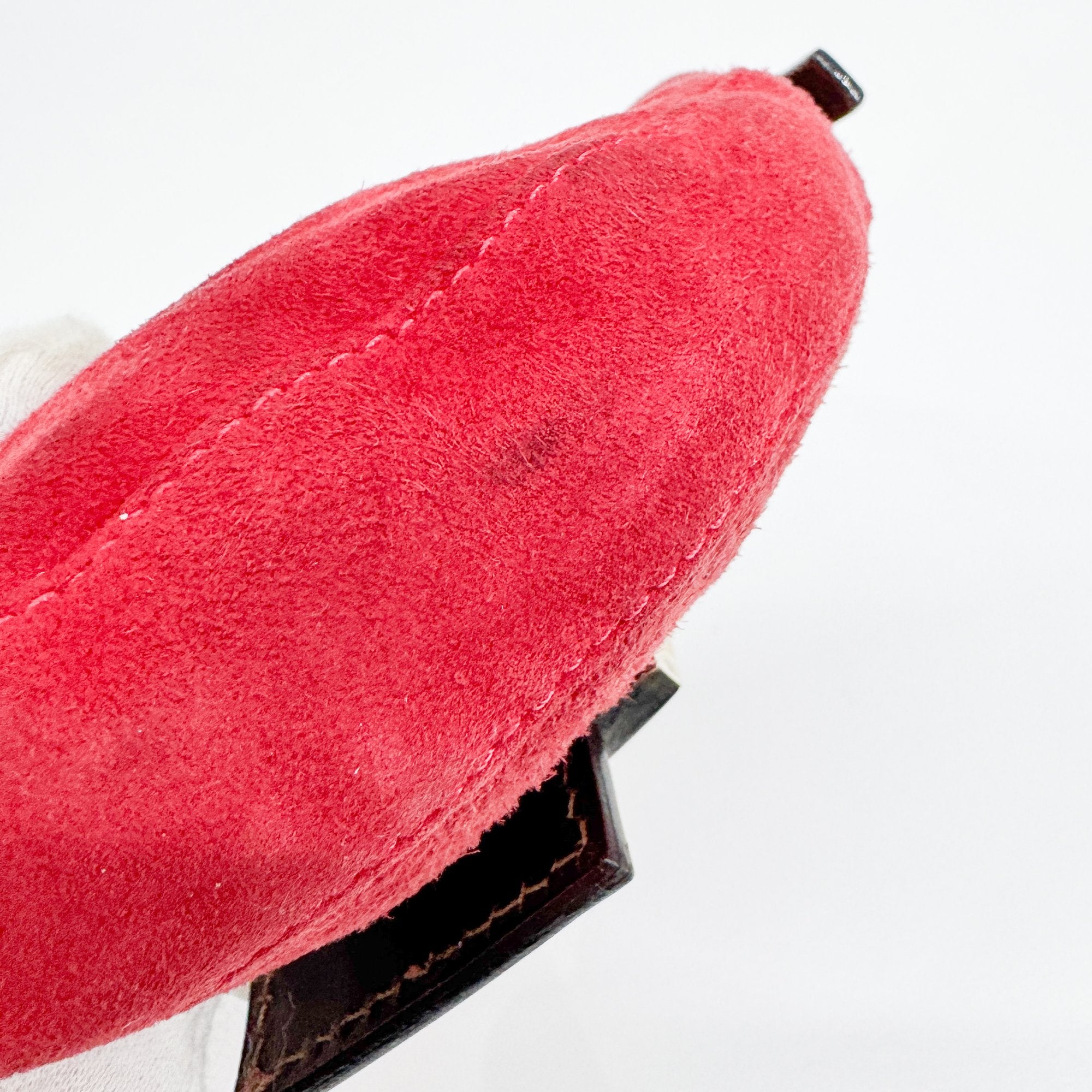 Mini Croissant Red Suede Hand Bag