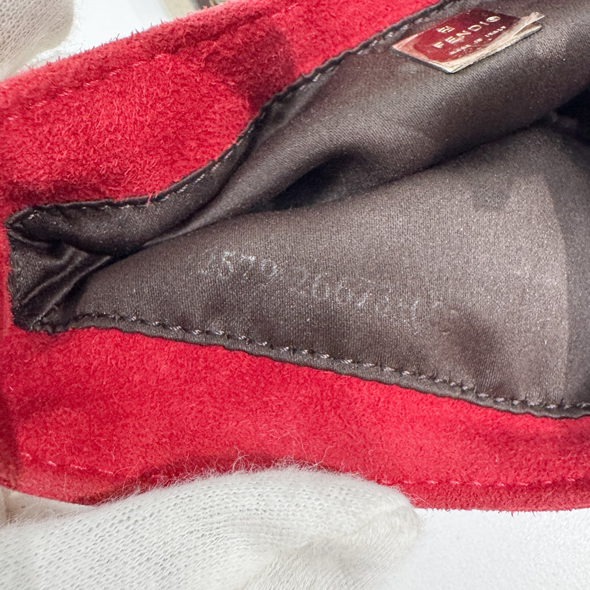 Mini Croissant Red Suede Hand Bag