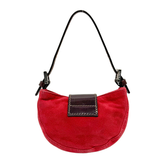 Mini Croissant Red Suede Hand Bag