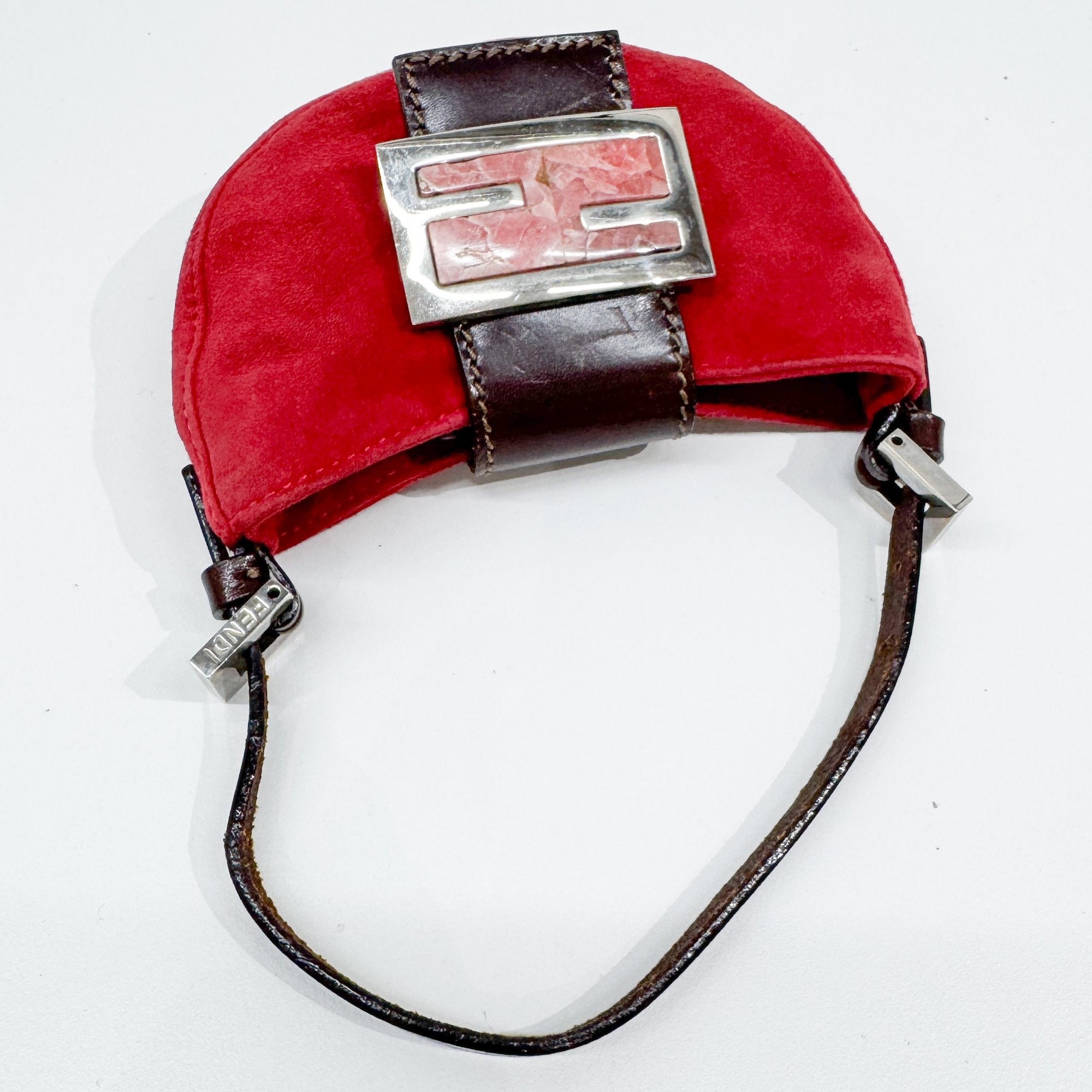 Mini Croissant Red Suede Hand Bag