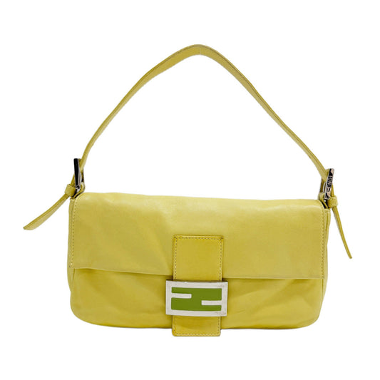 Baguette Yellow Lambskin Leather Shoulder Bag