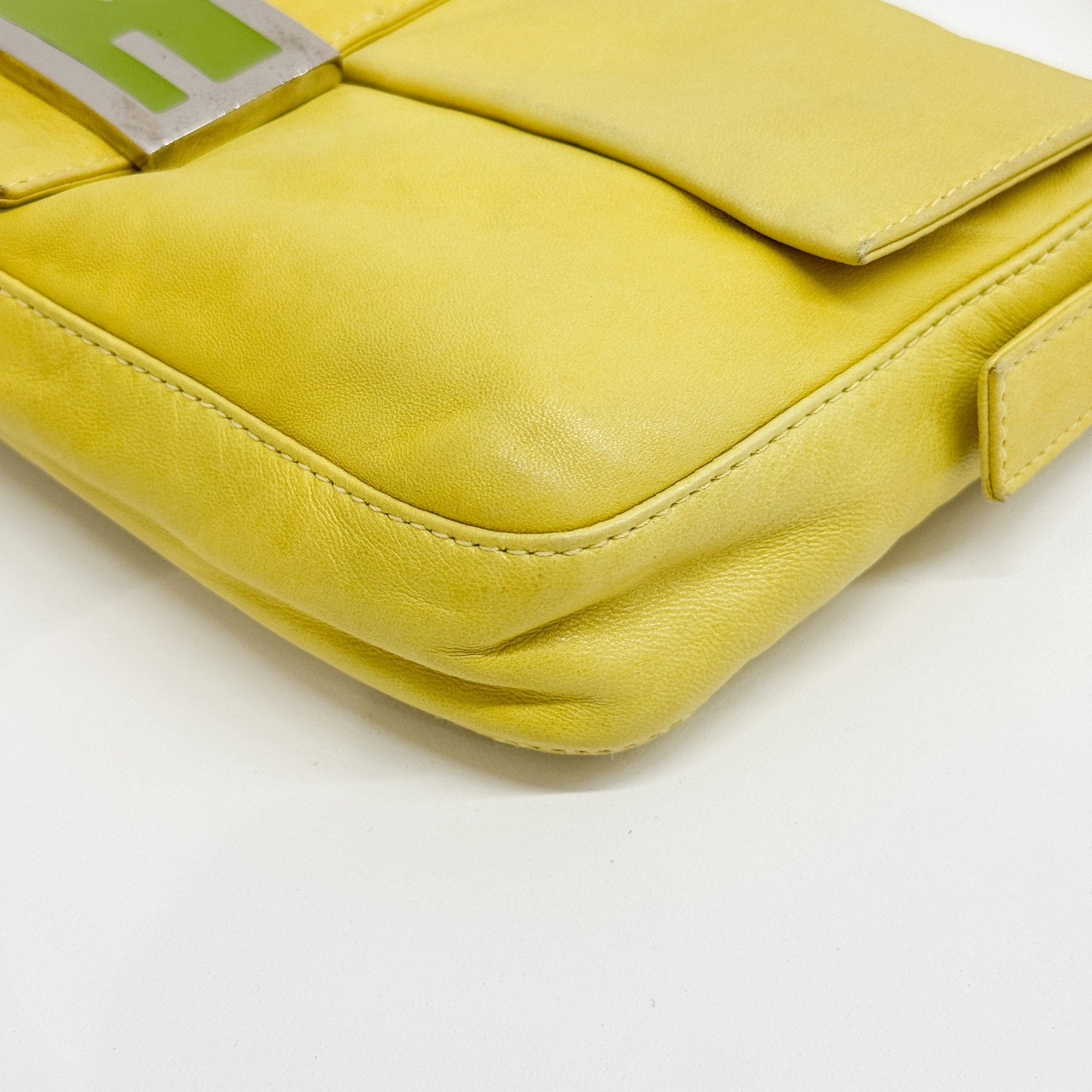 Baguette Yellow Lambskin Leather Shoulder Bag