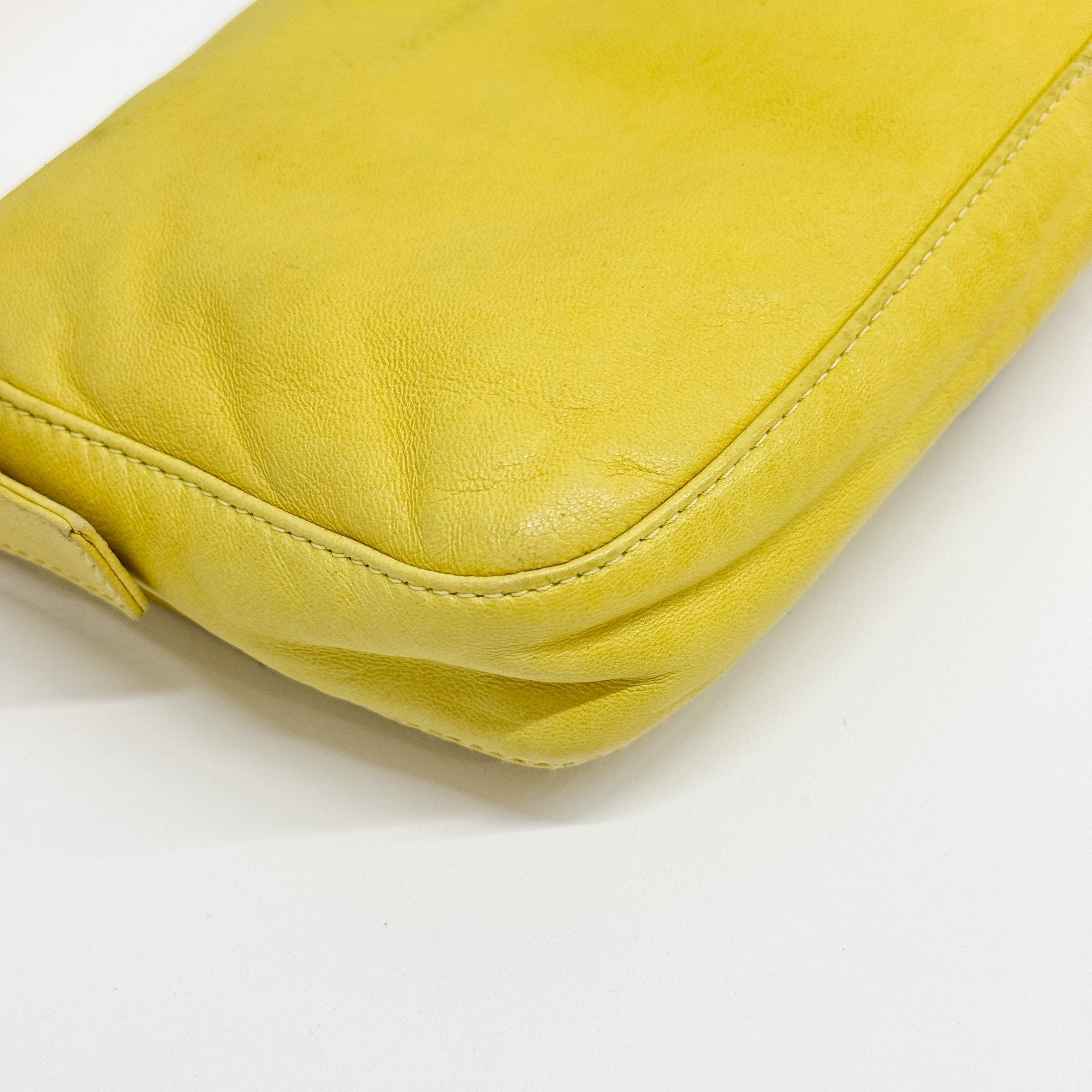 Baguette Yellow Lambskin Leather Shoulder Bag