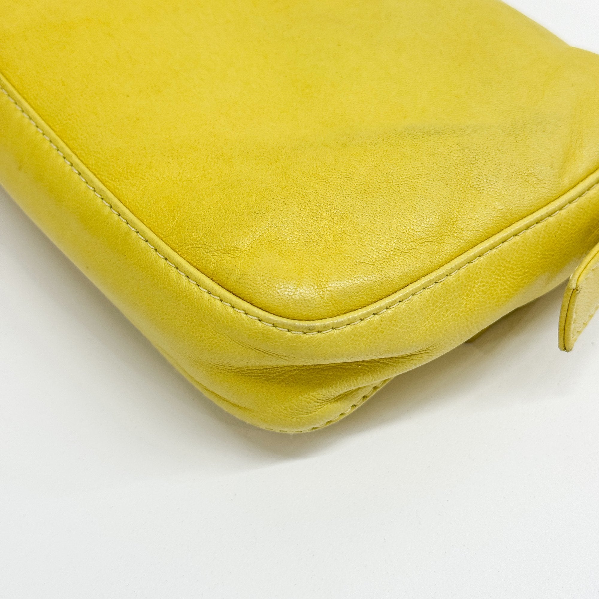 Baguette Yellow Lambskin Leather Shoulder Bag