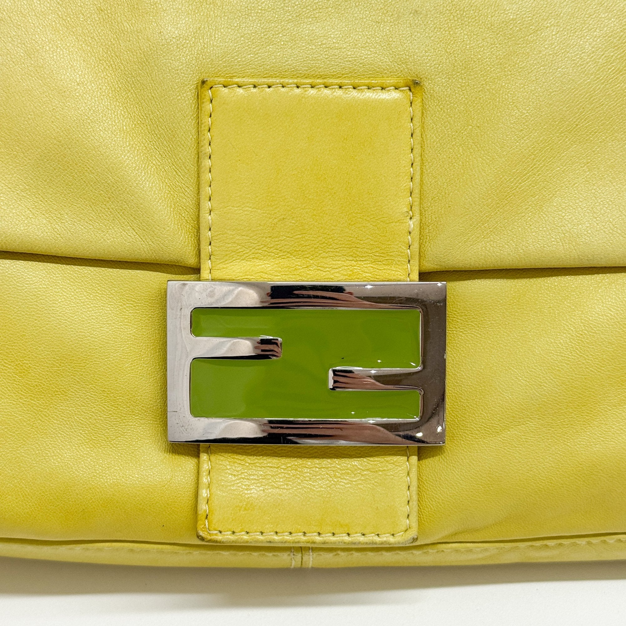 Baguette Yellow Lambskin Leather Shoulder Bag