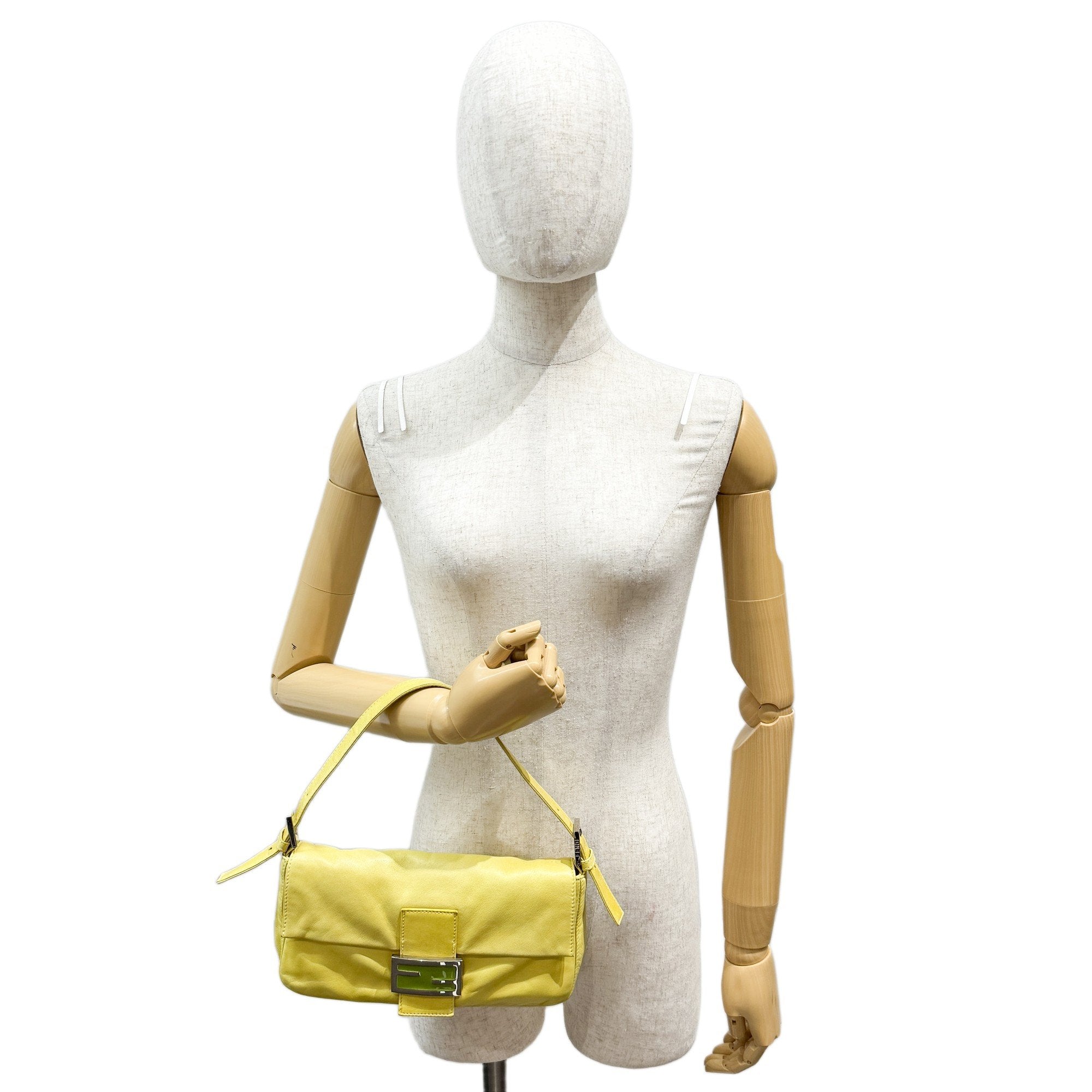 Baguette Yellow Lambskin Leather Shoulder Bag