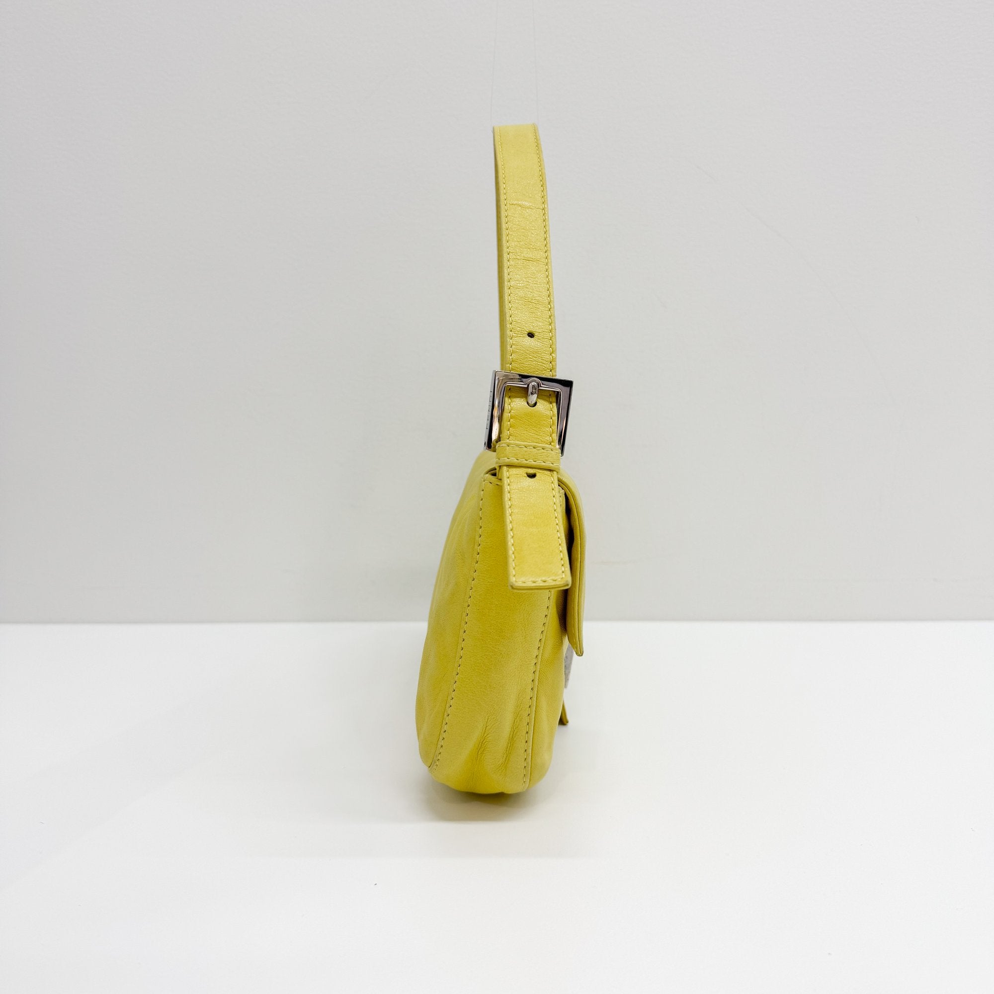 Baguette Yellow Lambskin Leather Shoulder Bag