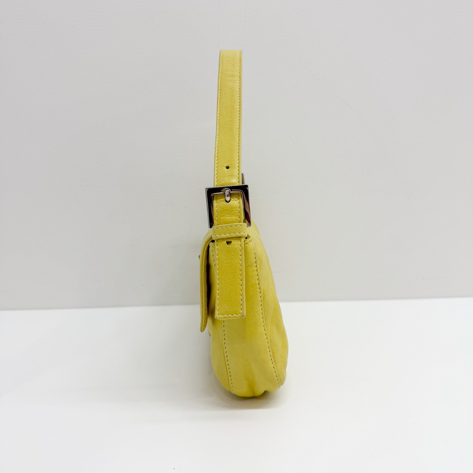 Baguette Yellow Lambskin Leather Shoulder Bag