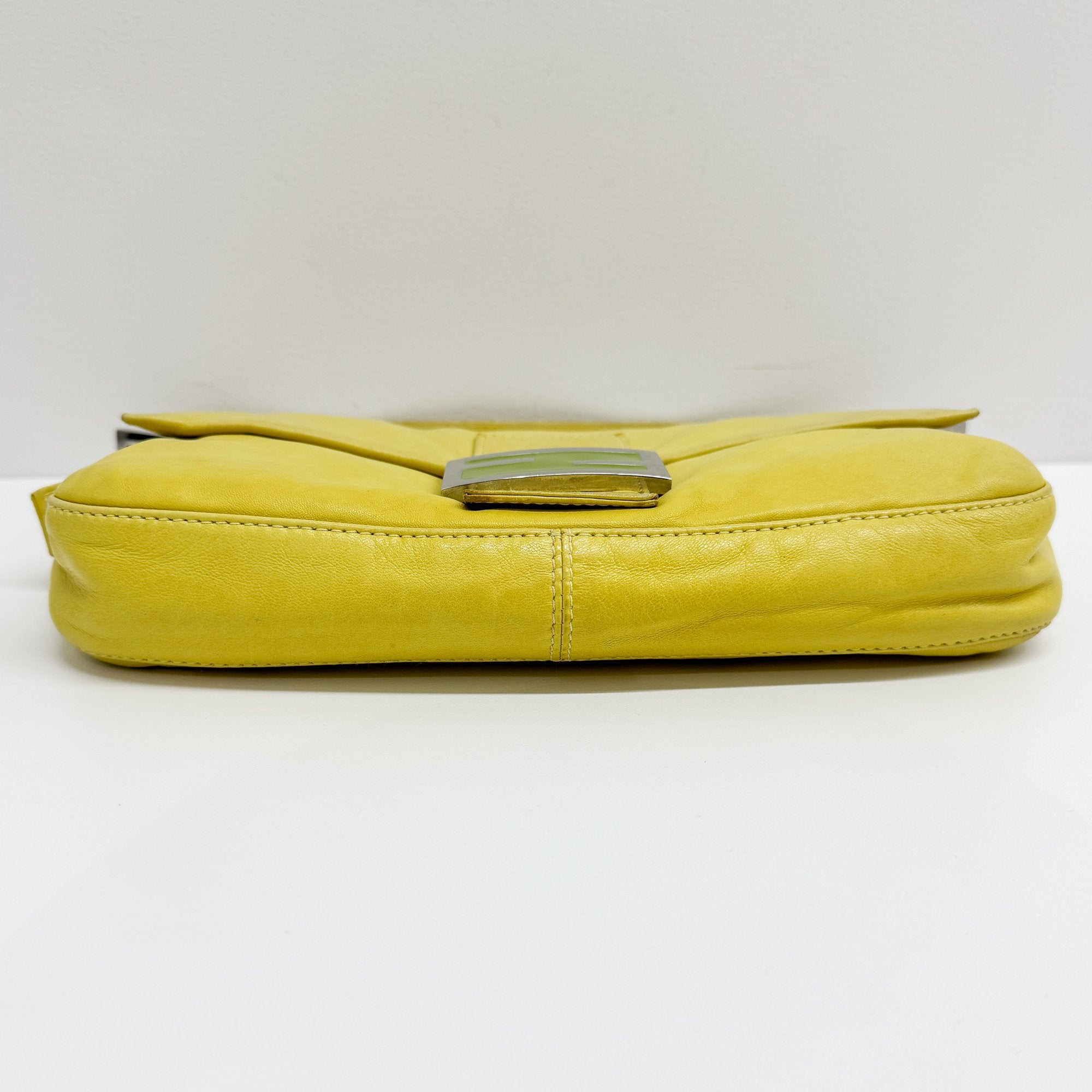 Baguette Yellow Lambskin Leather Shoulder Bag