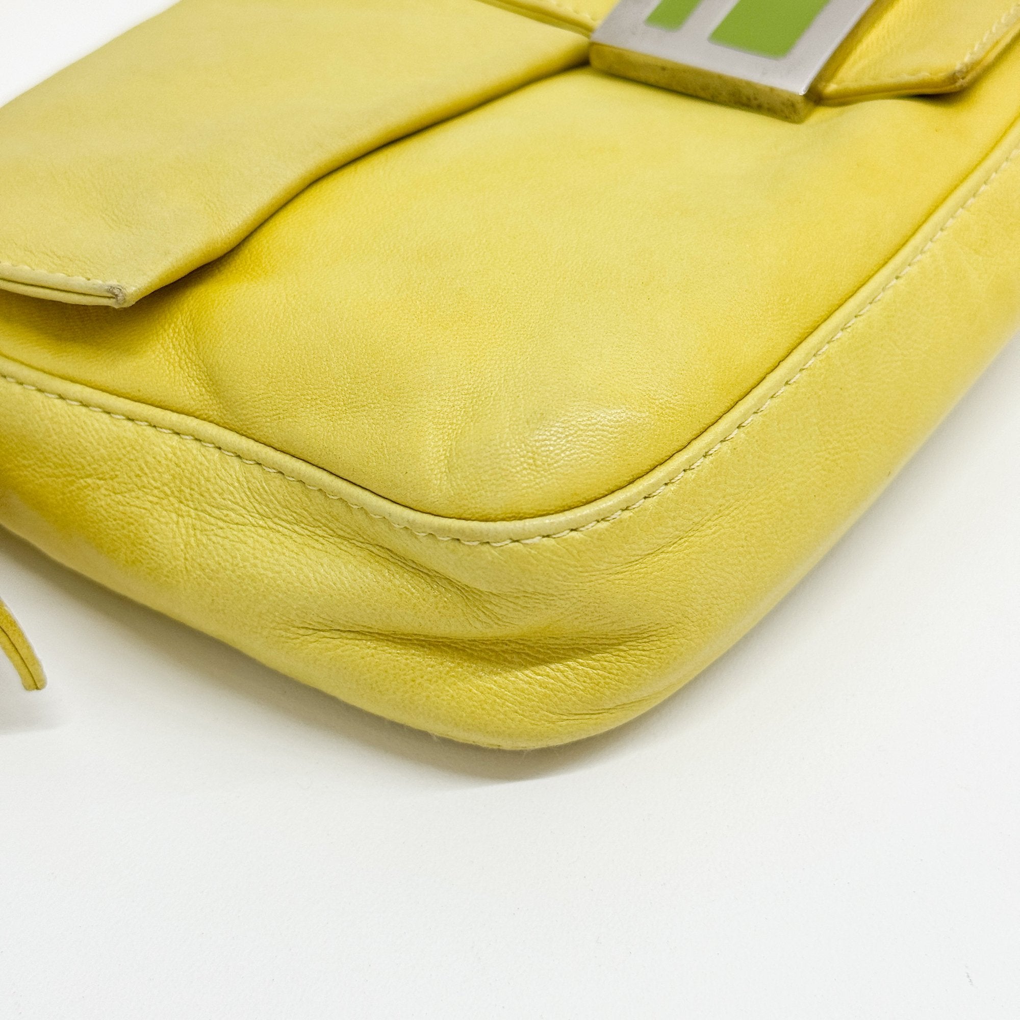 Baguette Yellow Lambskin Leather Shoulder Bag