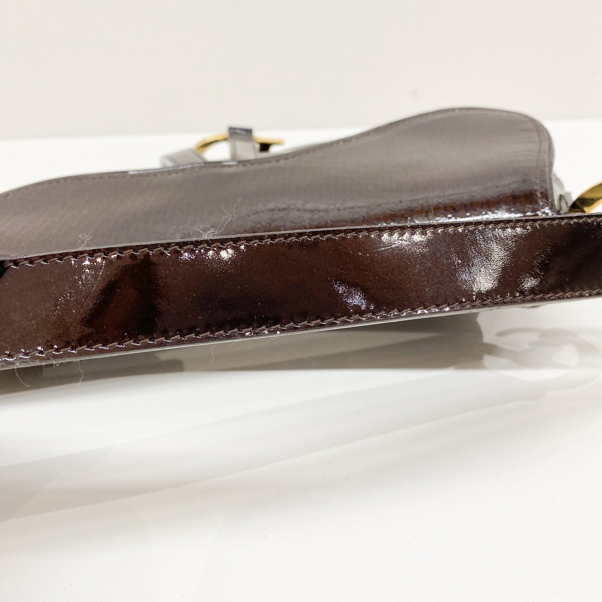 Saddle Brown Logo Print Leather Shoulder Bag