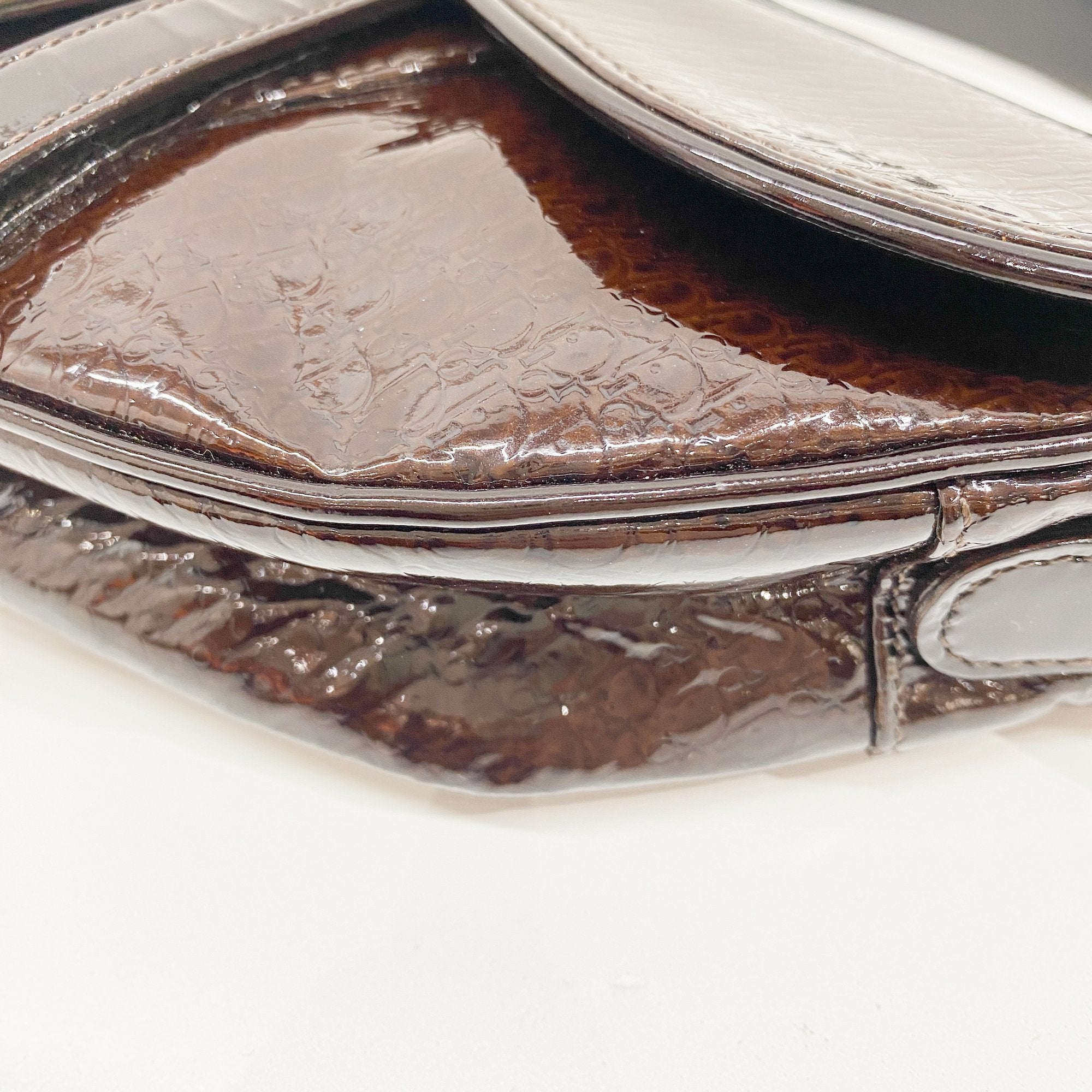 Saddle Brown Logo Print Leather Shoulder Bag