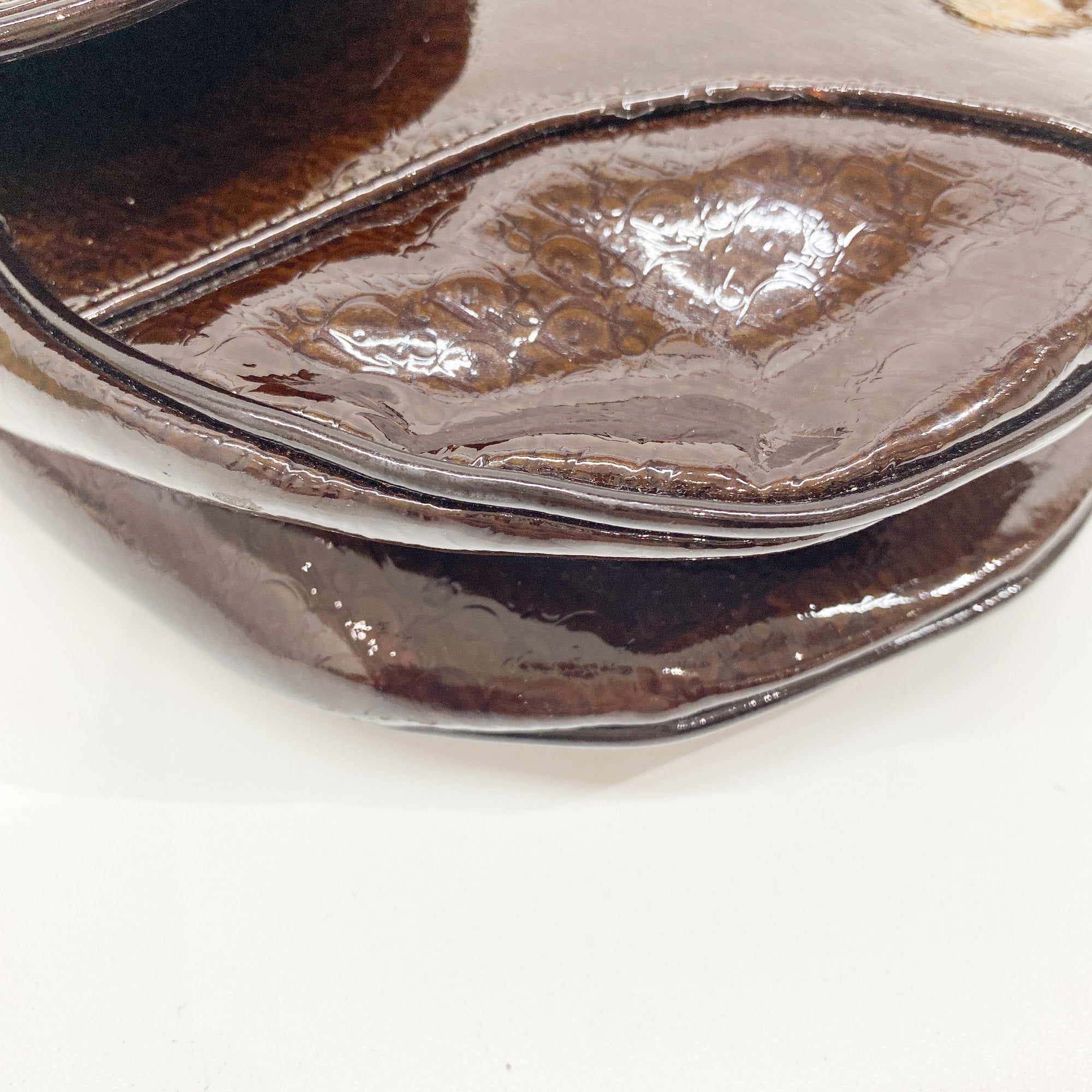 Saddle Brown Logo Print Leather Shoulder Bag