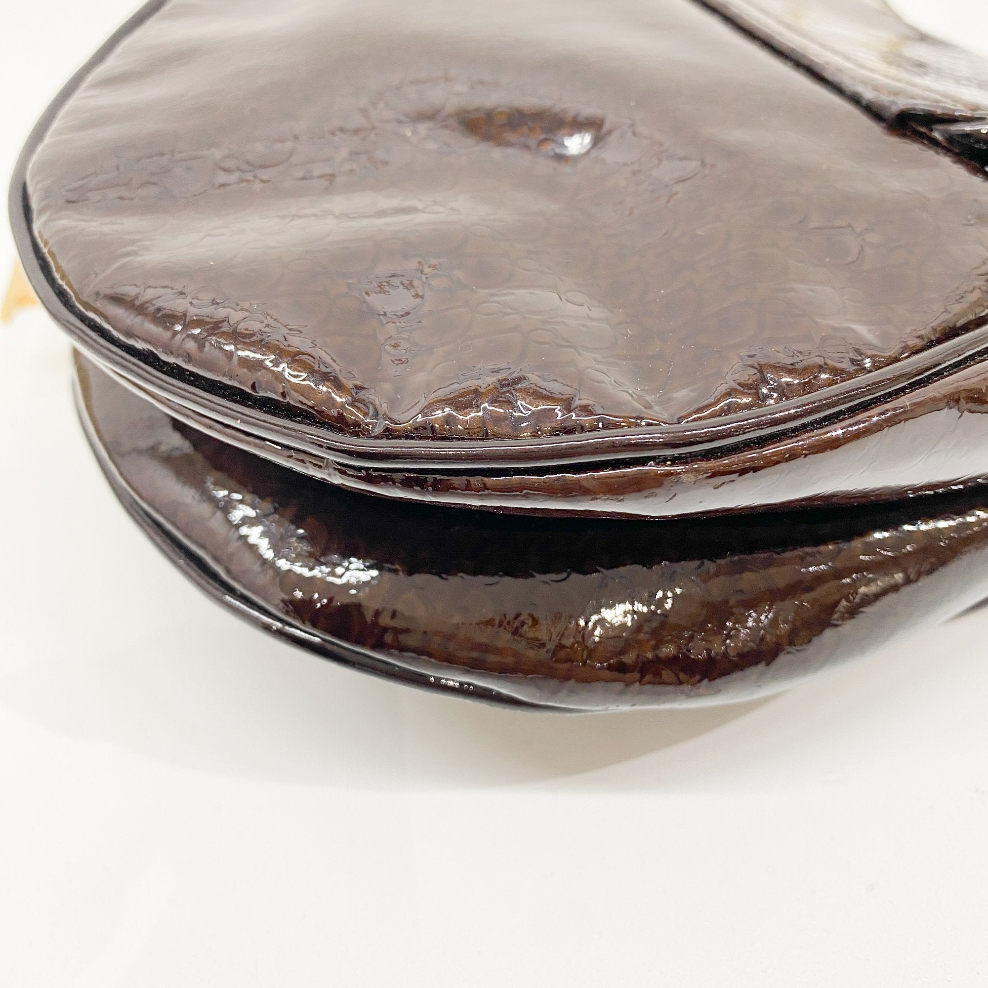 Saddle Brown Logo Print Leather Shoulder Bag