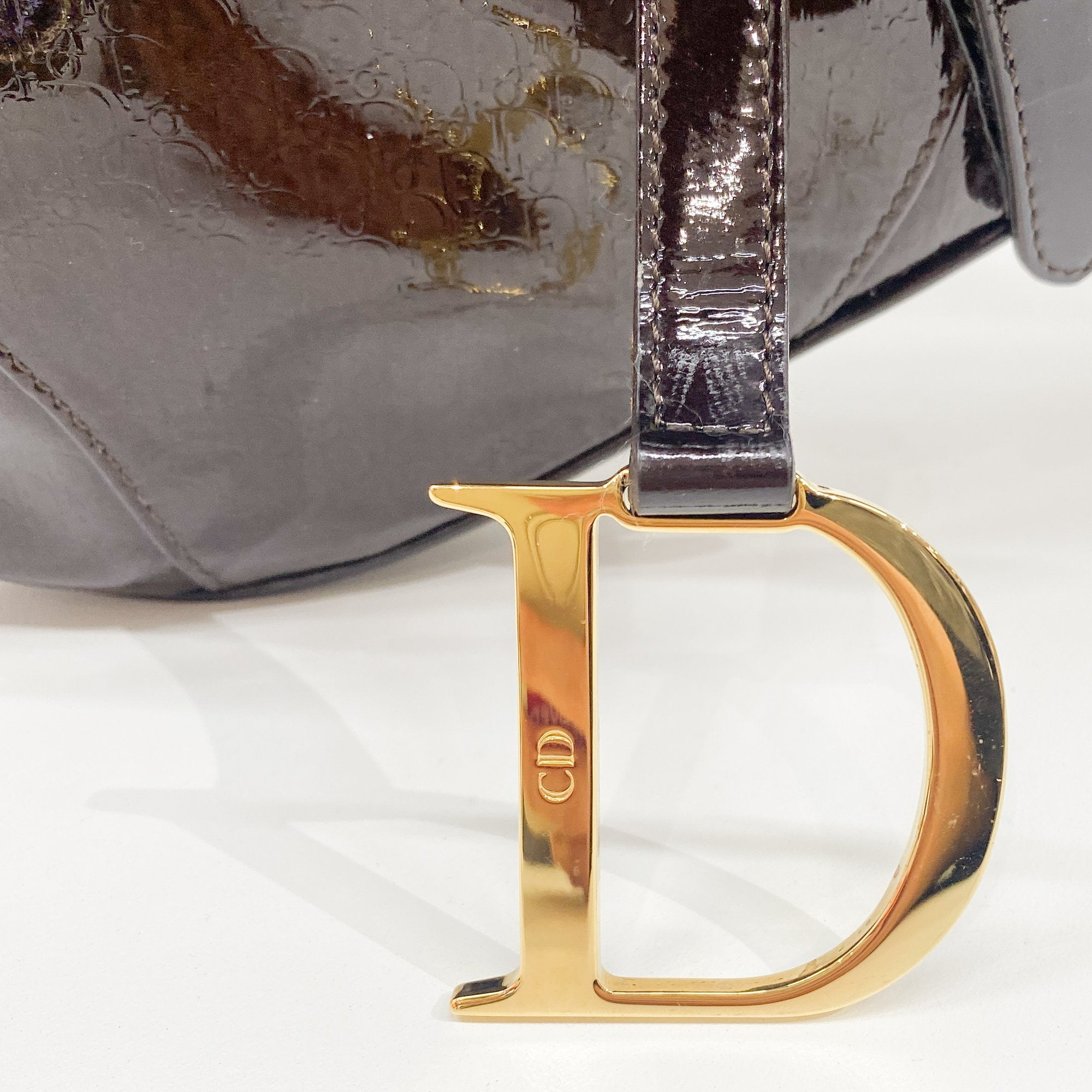 Saddle Brown Logo Print Leather Shoulder Bag