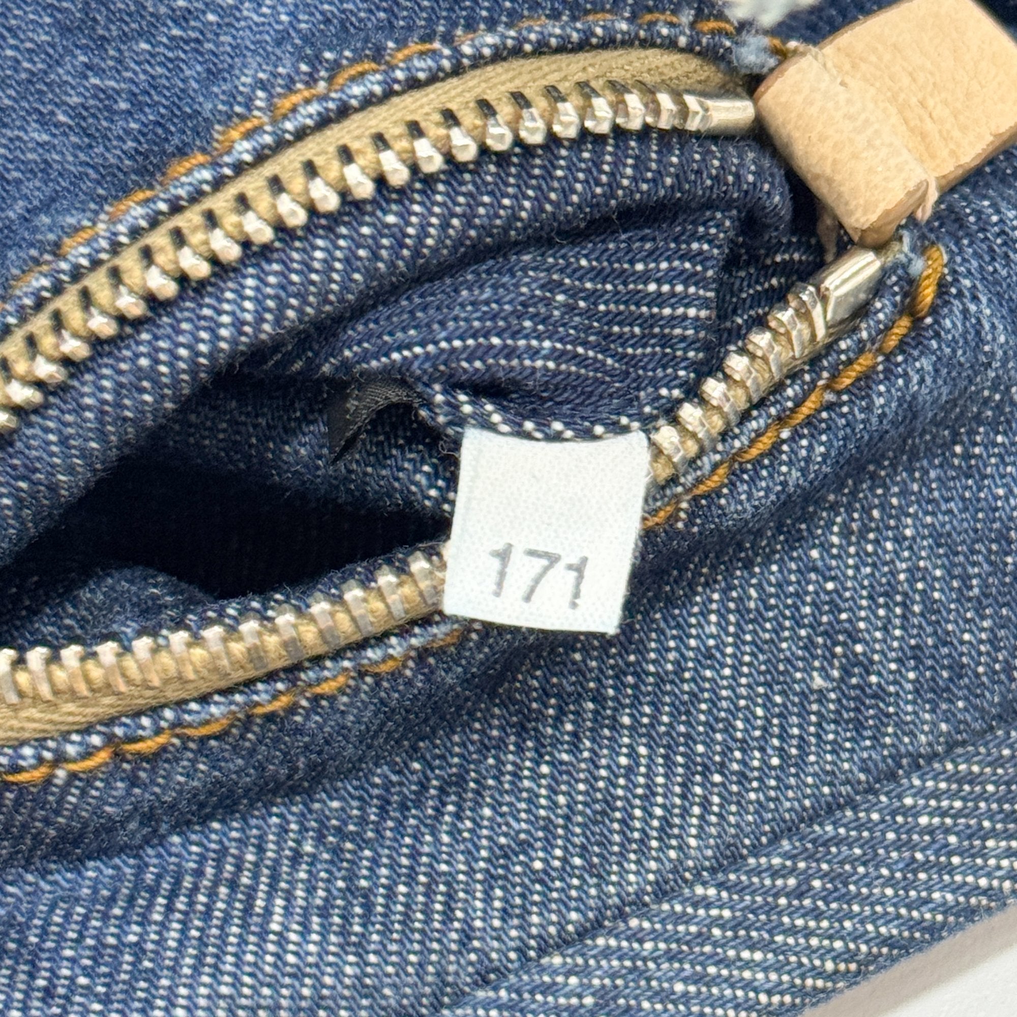 Navy Denim Bamboo Hardware Shoulder Bag