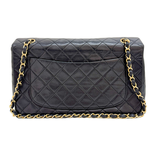 Timeless Classic Double Flap Matelassé Black Leather Chain Bag