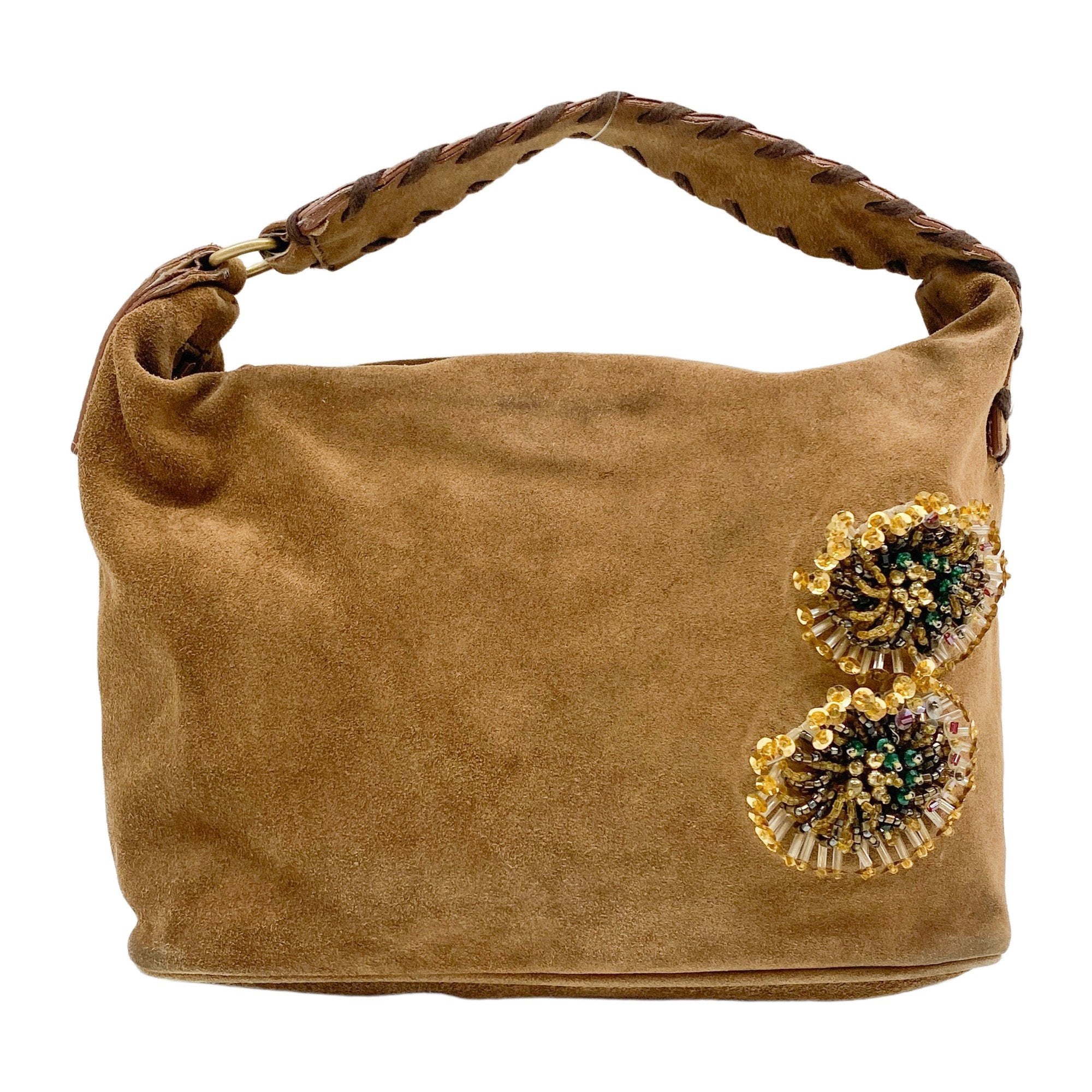Brown Suede Beaded Hand Bag