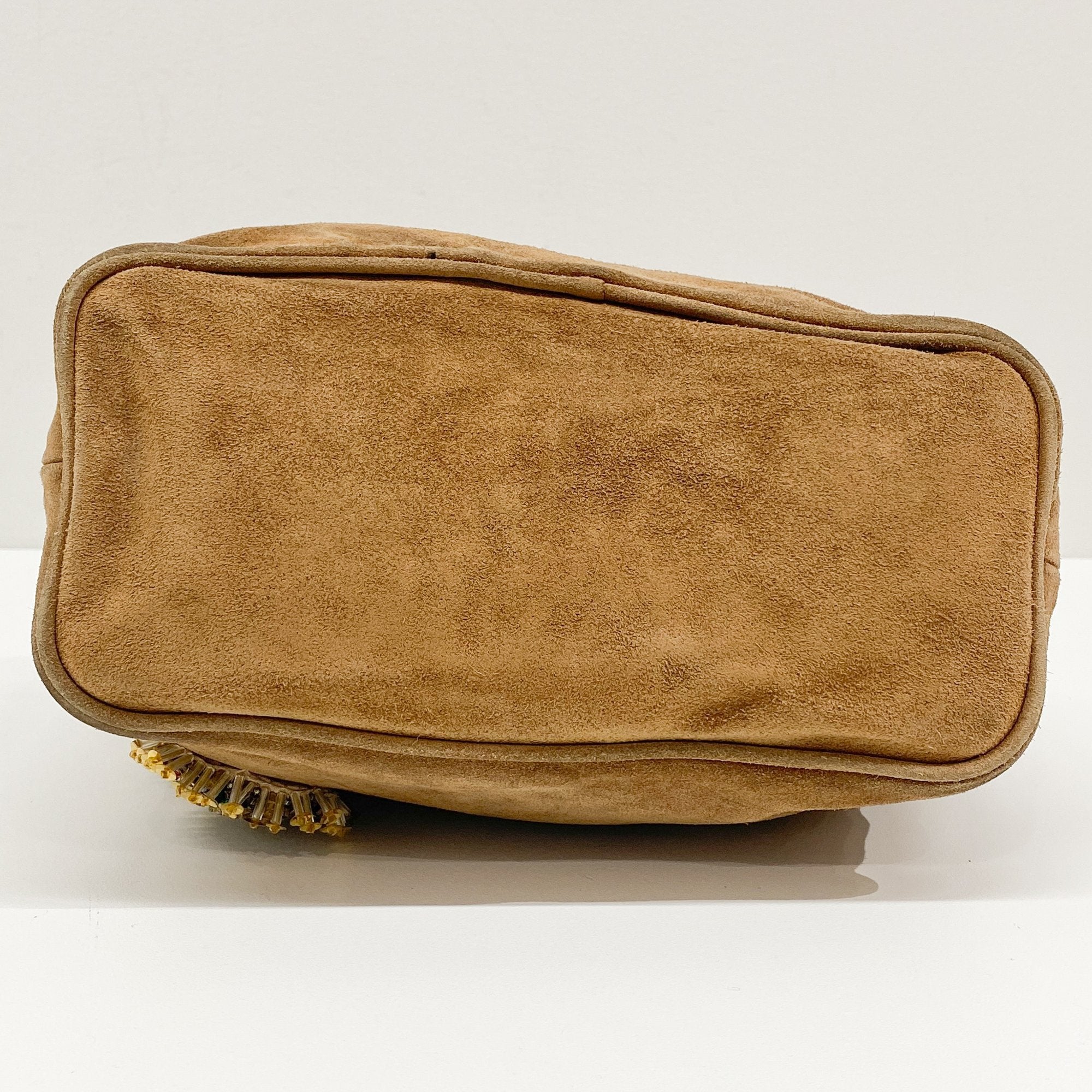 Brown Suede Beaded Hand Bag