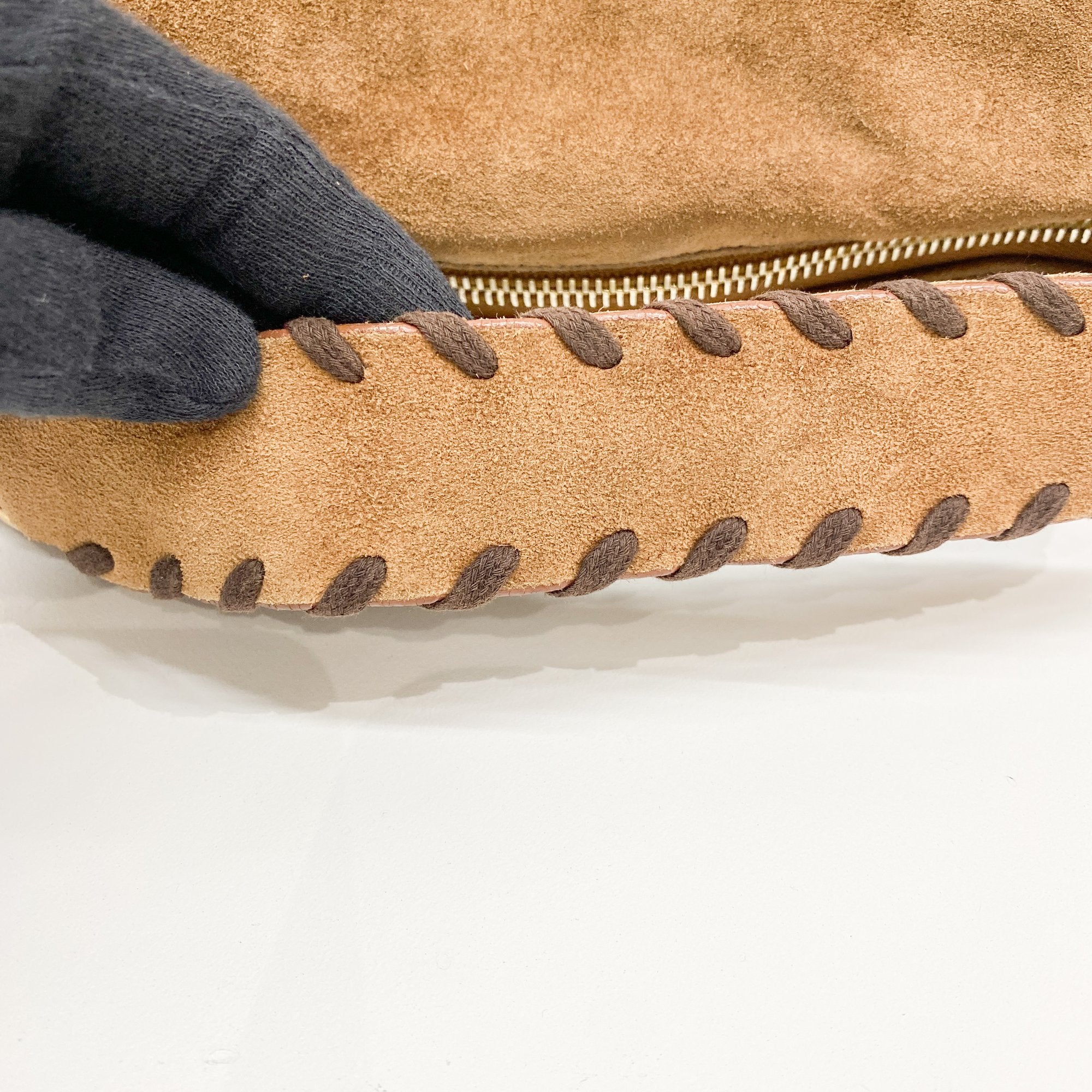 Brown Suede Beaded Hand Bag