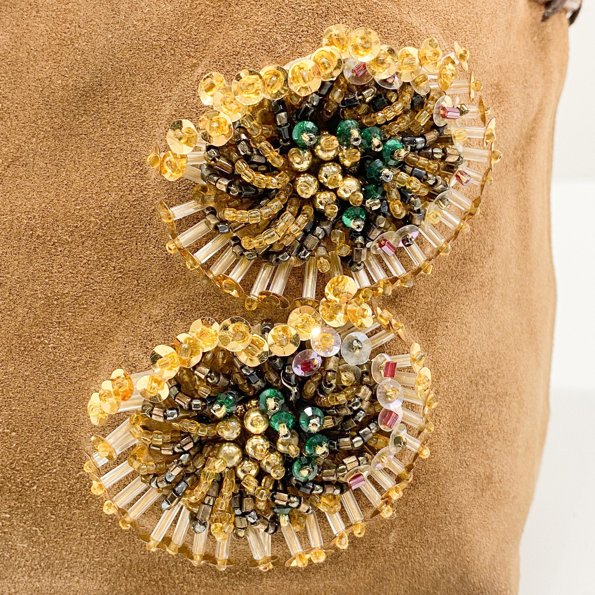 Brown Suede Beaded Hand Bag