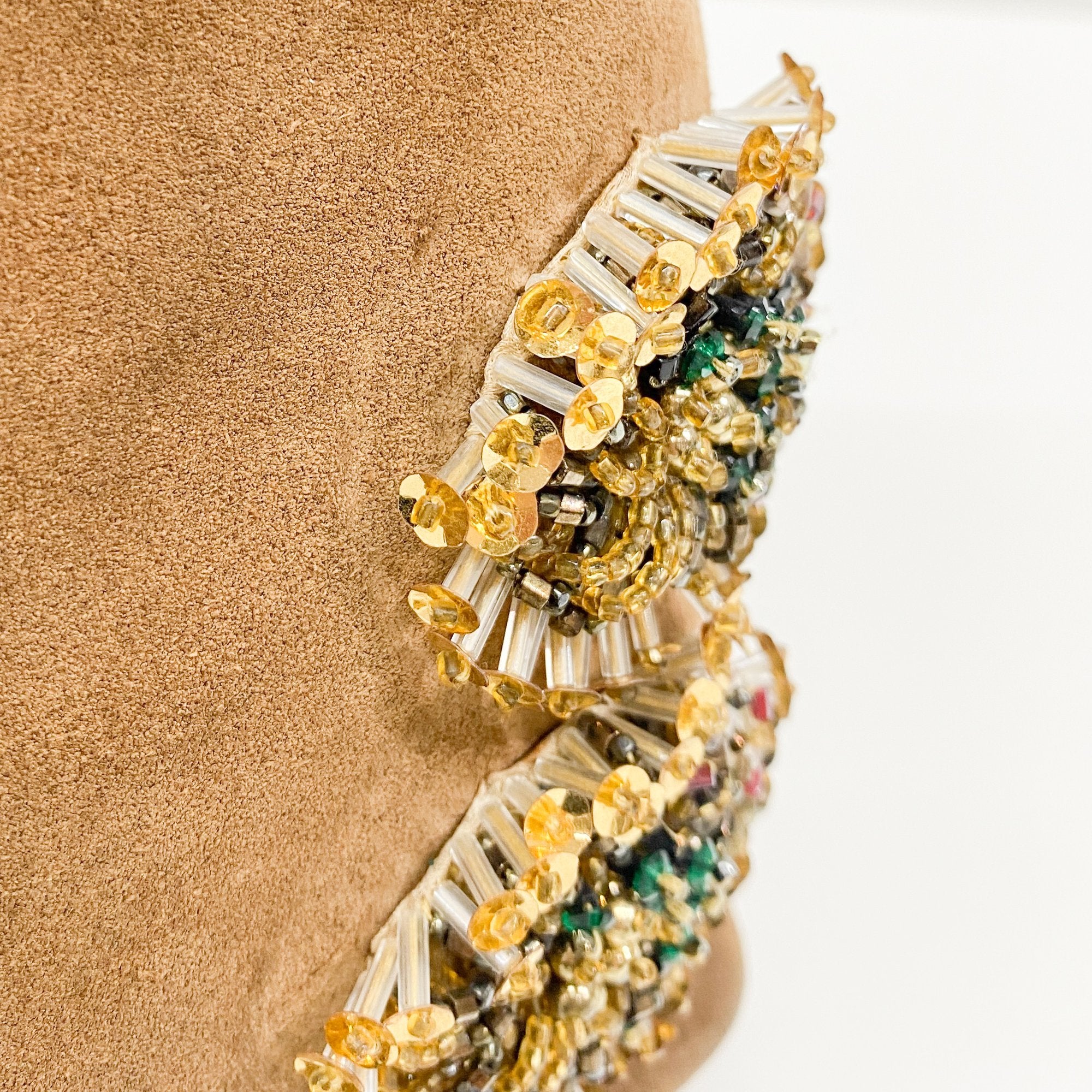 Brown Suede Beaded Hand Bag