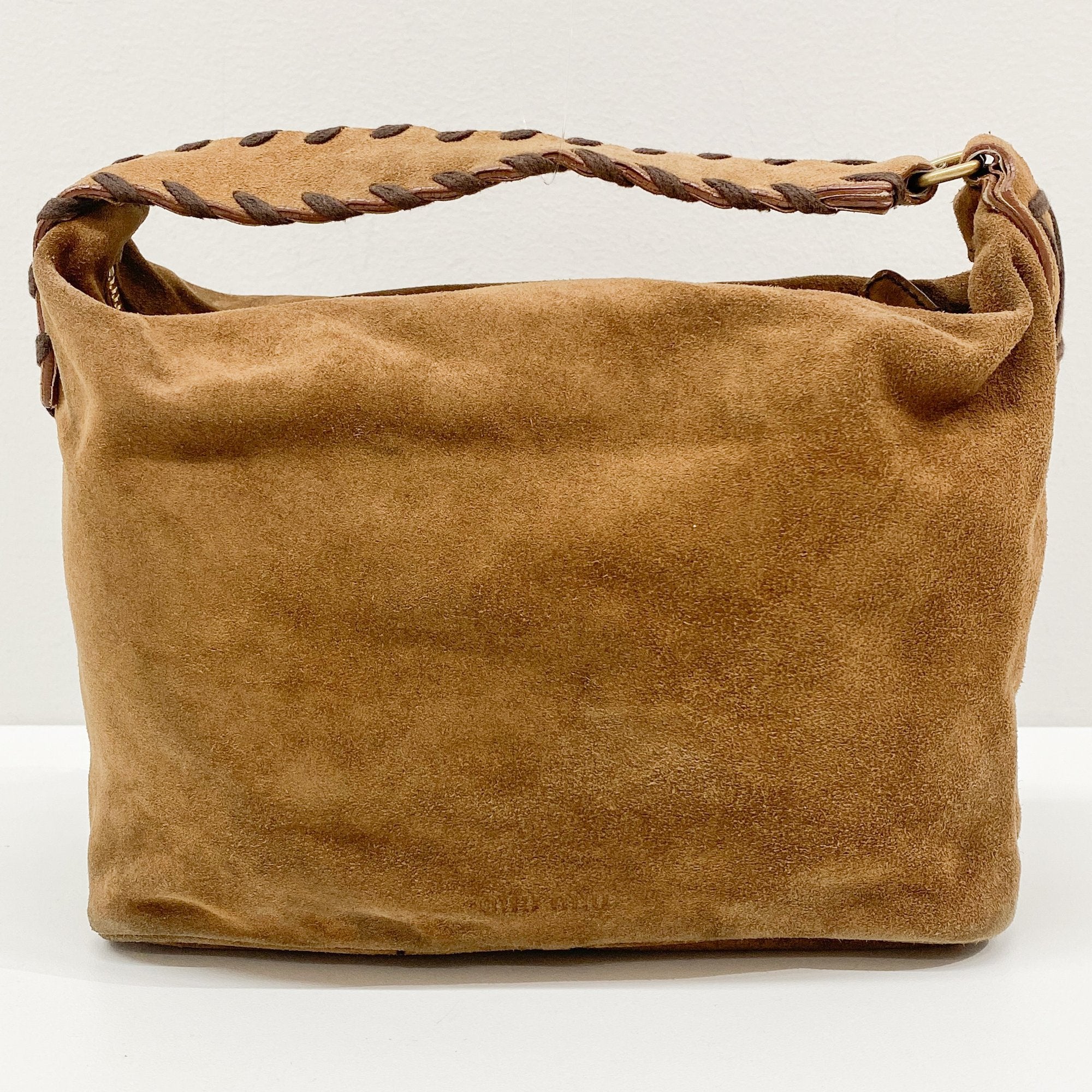 Brown Suede Beaded Hand Bag