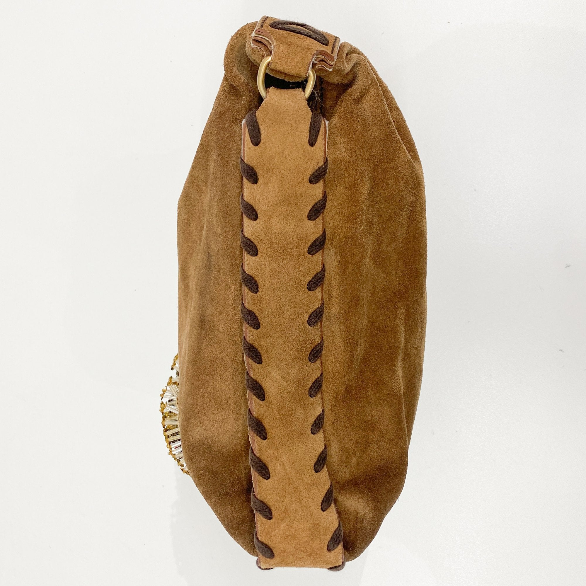 Brown Suede Beaded Hand Bag