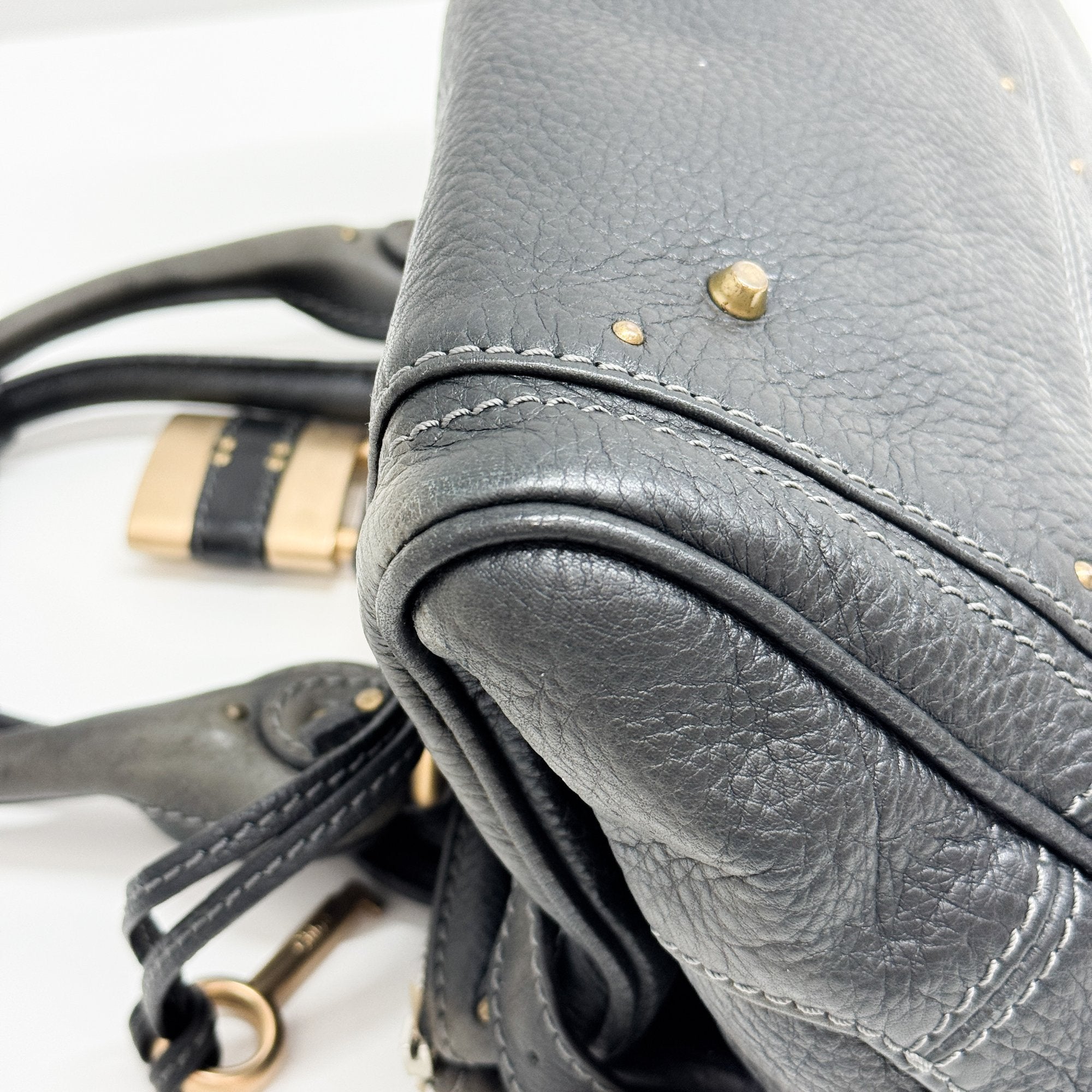 Paddington Grey Leather Shoulder Bag