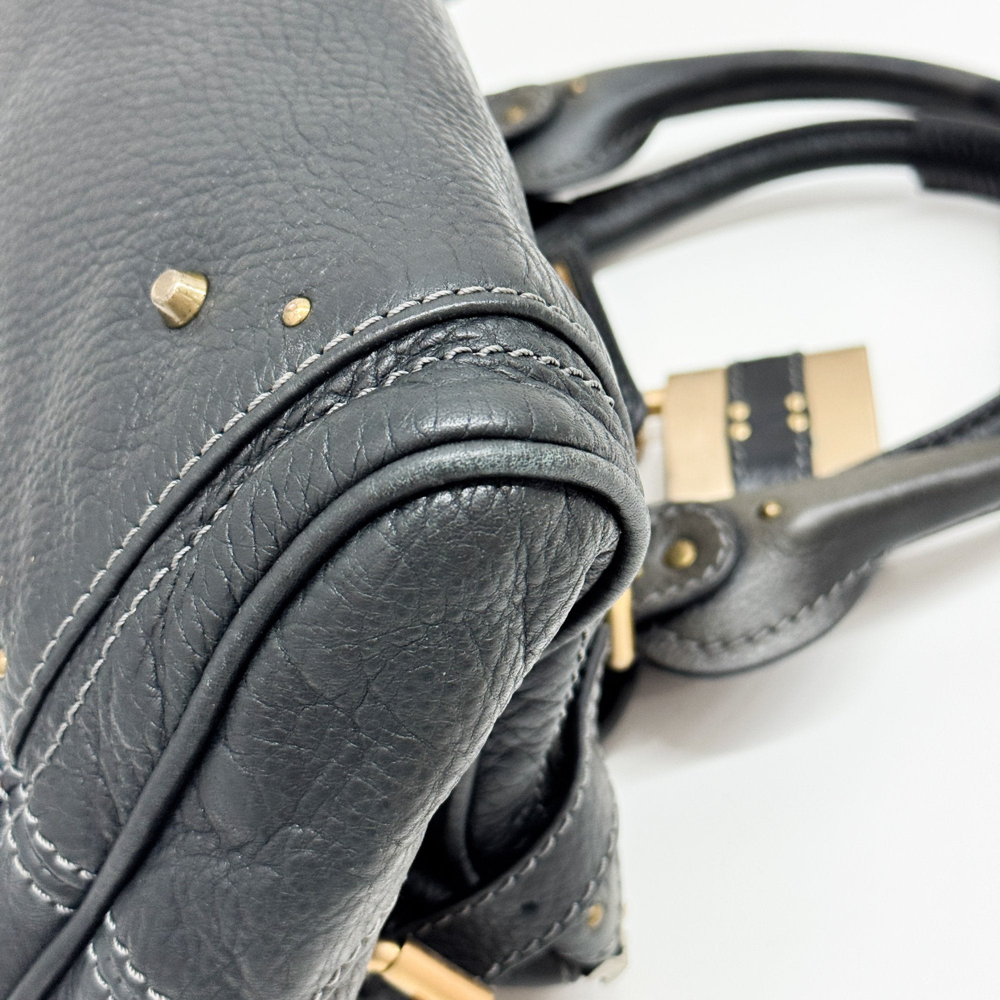 Paddington Grey Leather Shoulder Bag