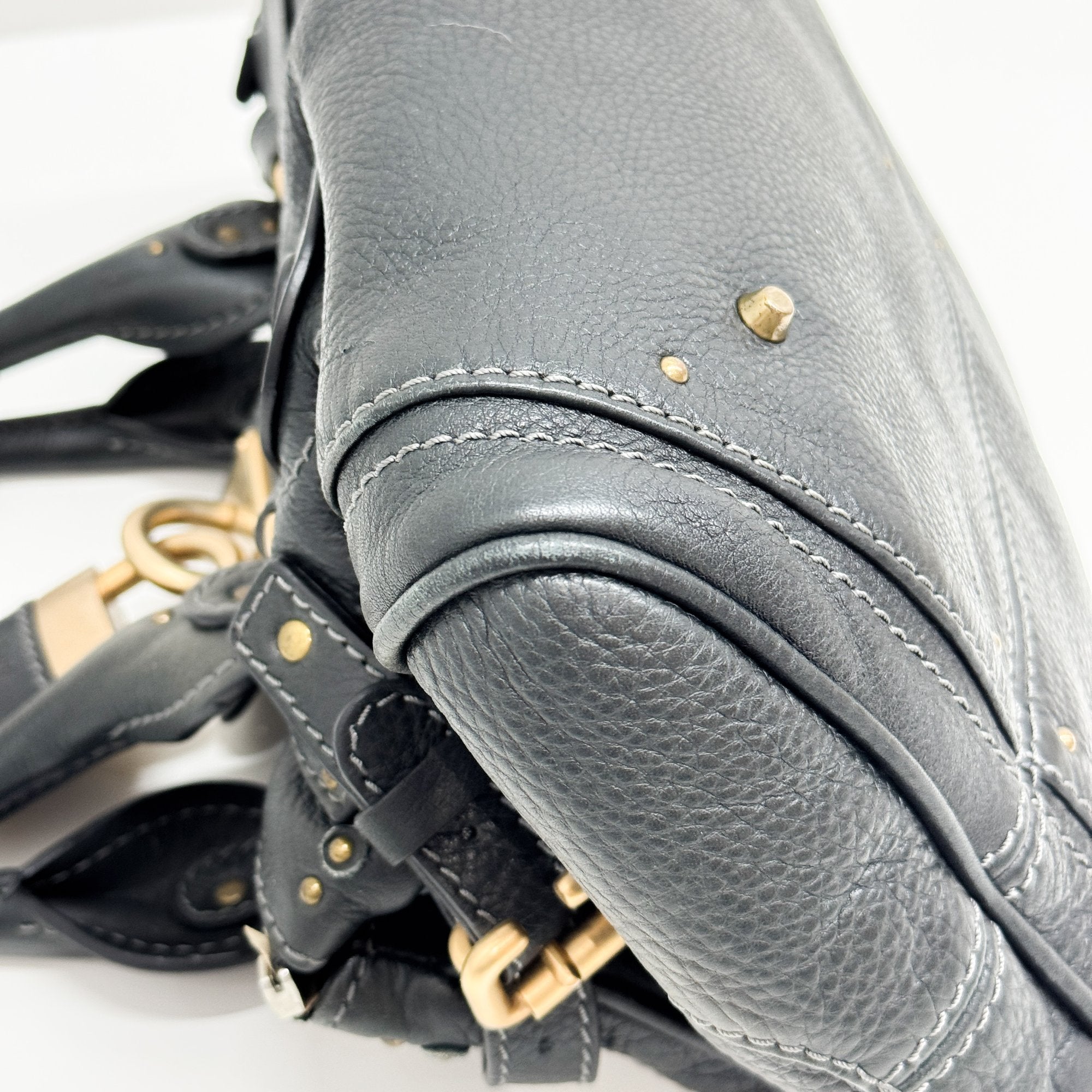 Paddington Grey Leather Shoulder Bag