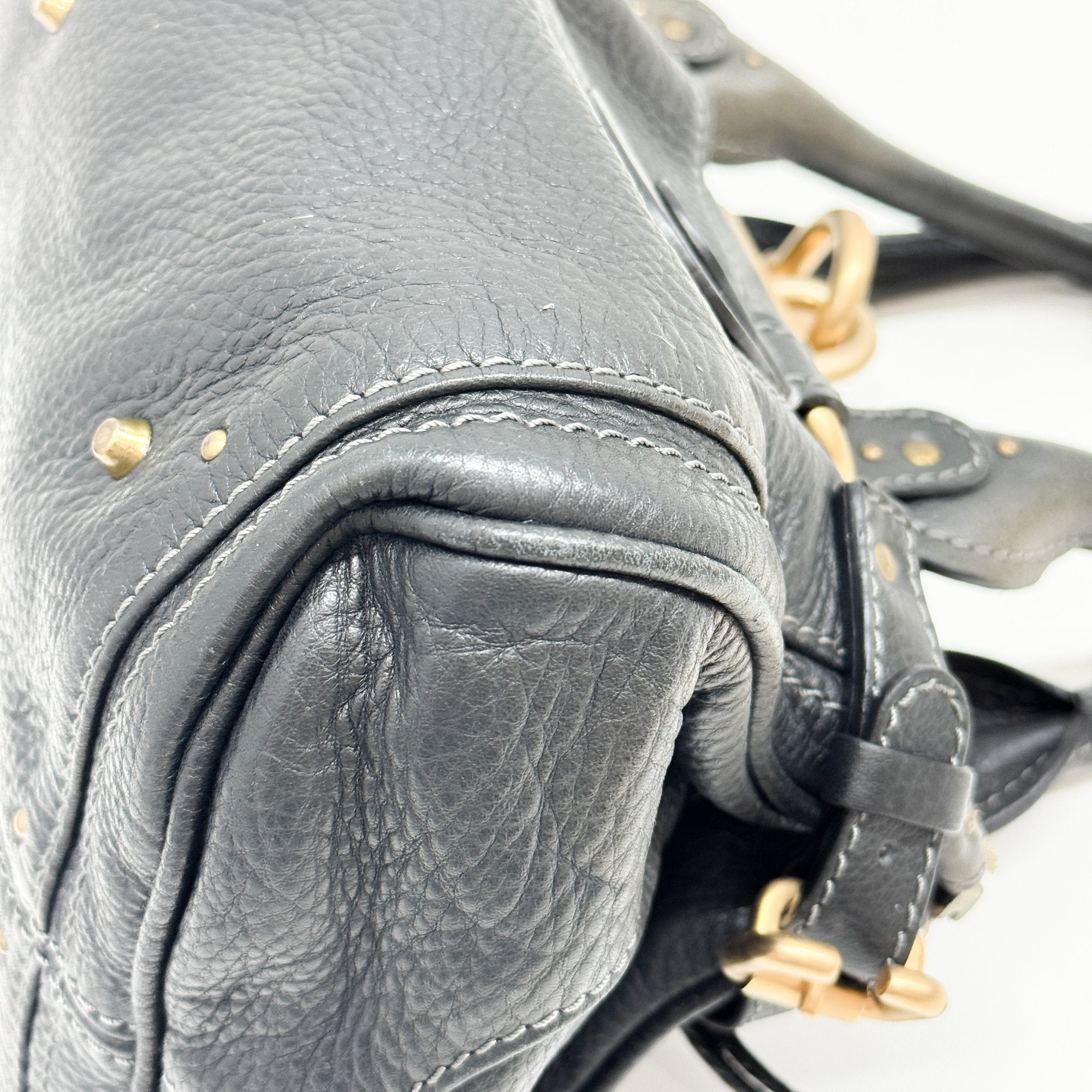 Paddington Grey Leather Shoulder Bag