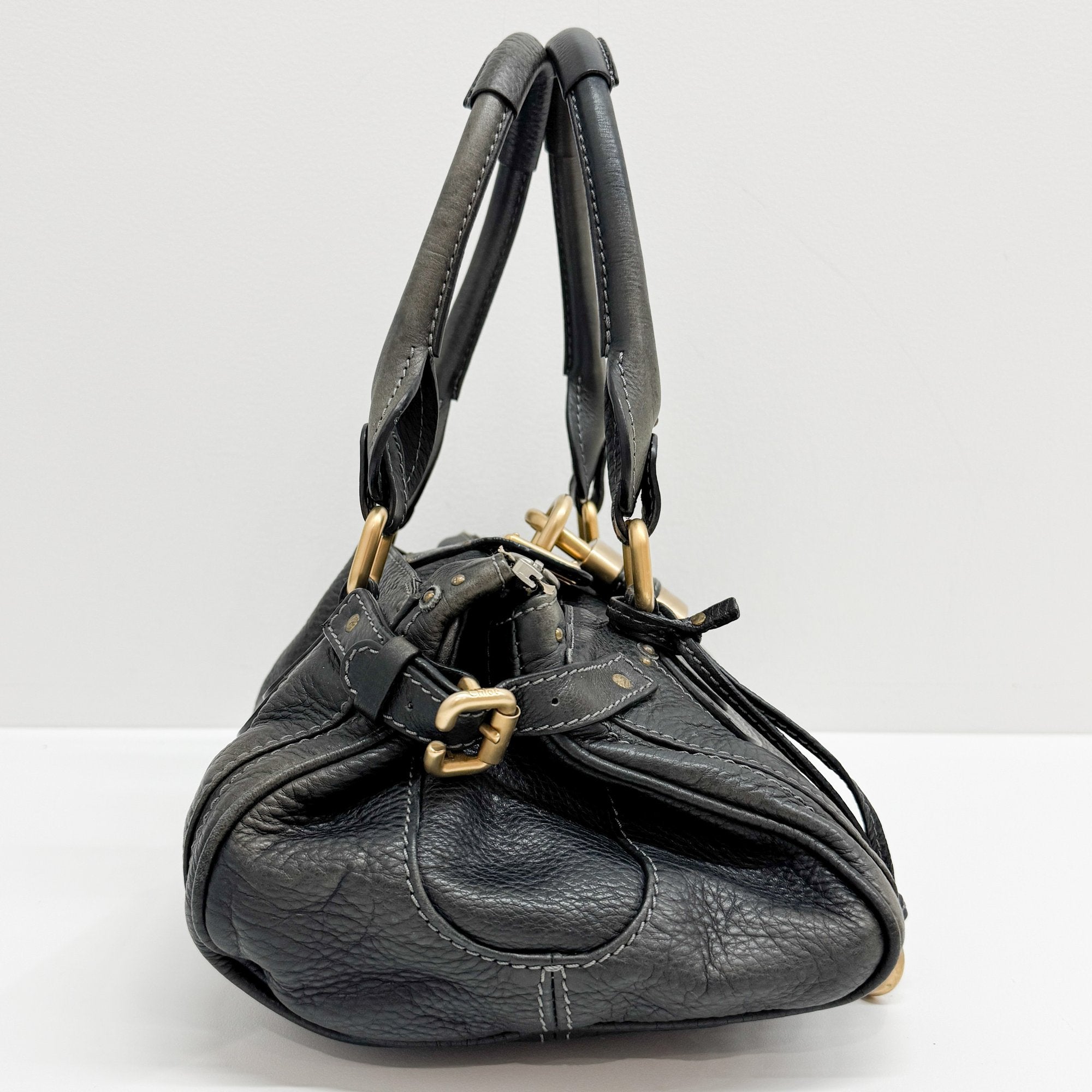 Paddington Grey Leather Shoulder Bag