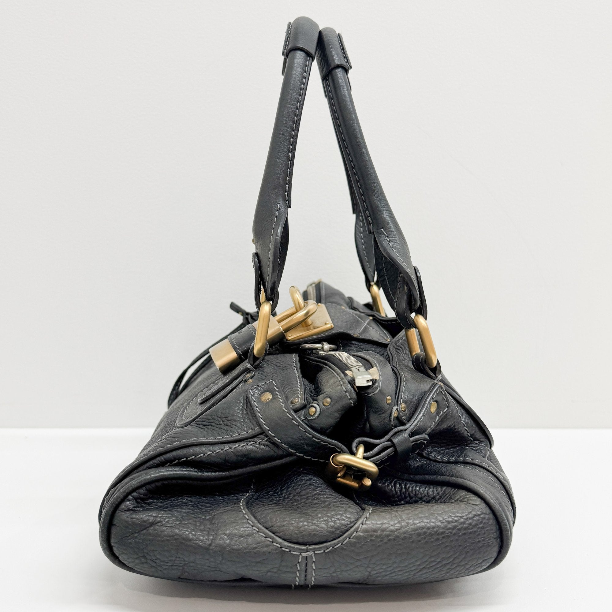 Paddington Grey Leather Shoulder Bag