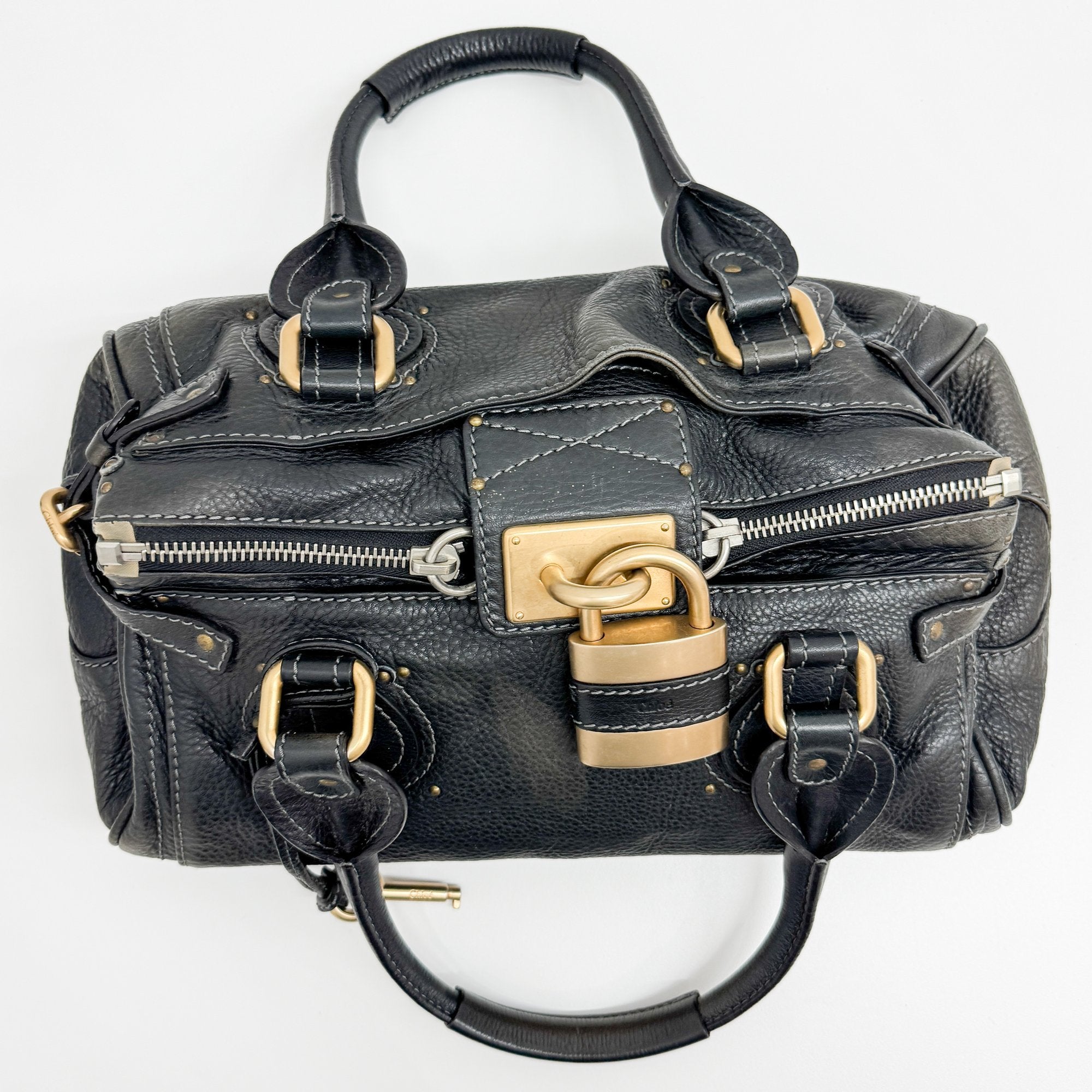 Paddington Grey Leather Shoulder Bag