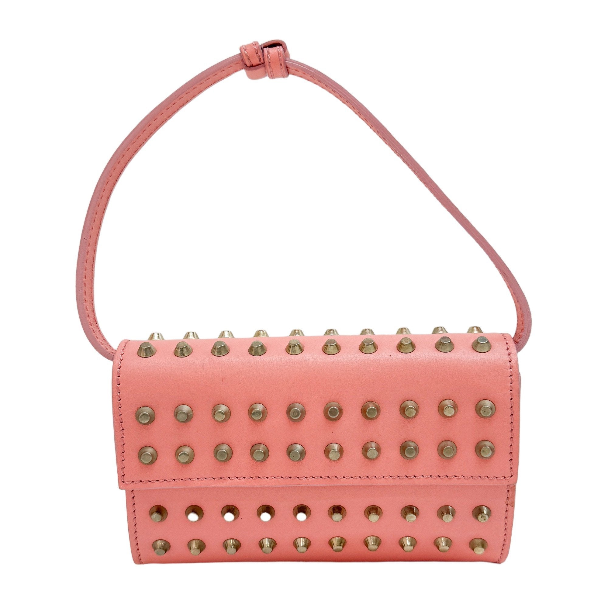 Pink Studded Leather Hand Bag