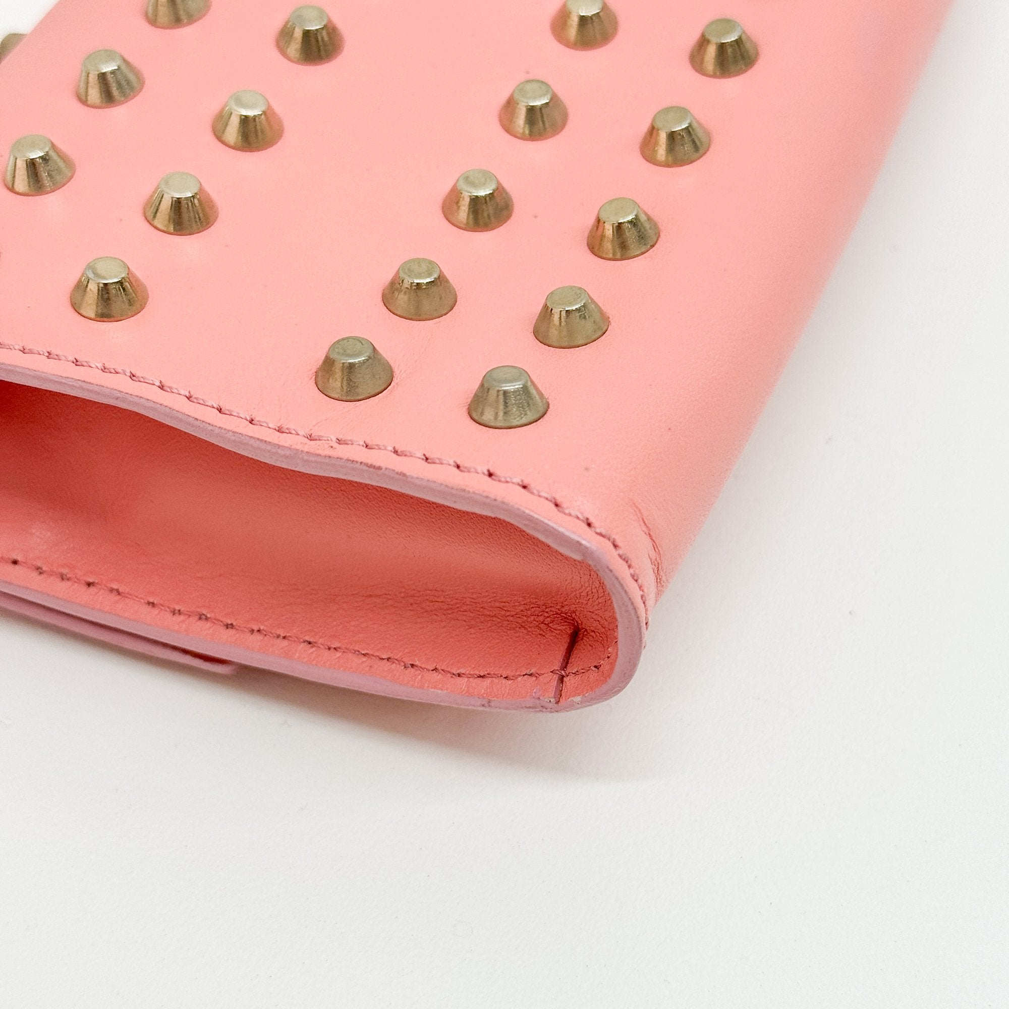 Pink Studded Leather Hand Bag