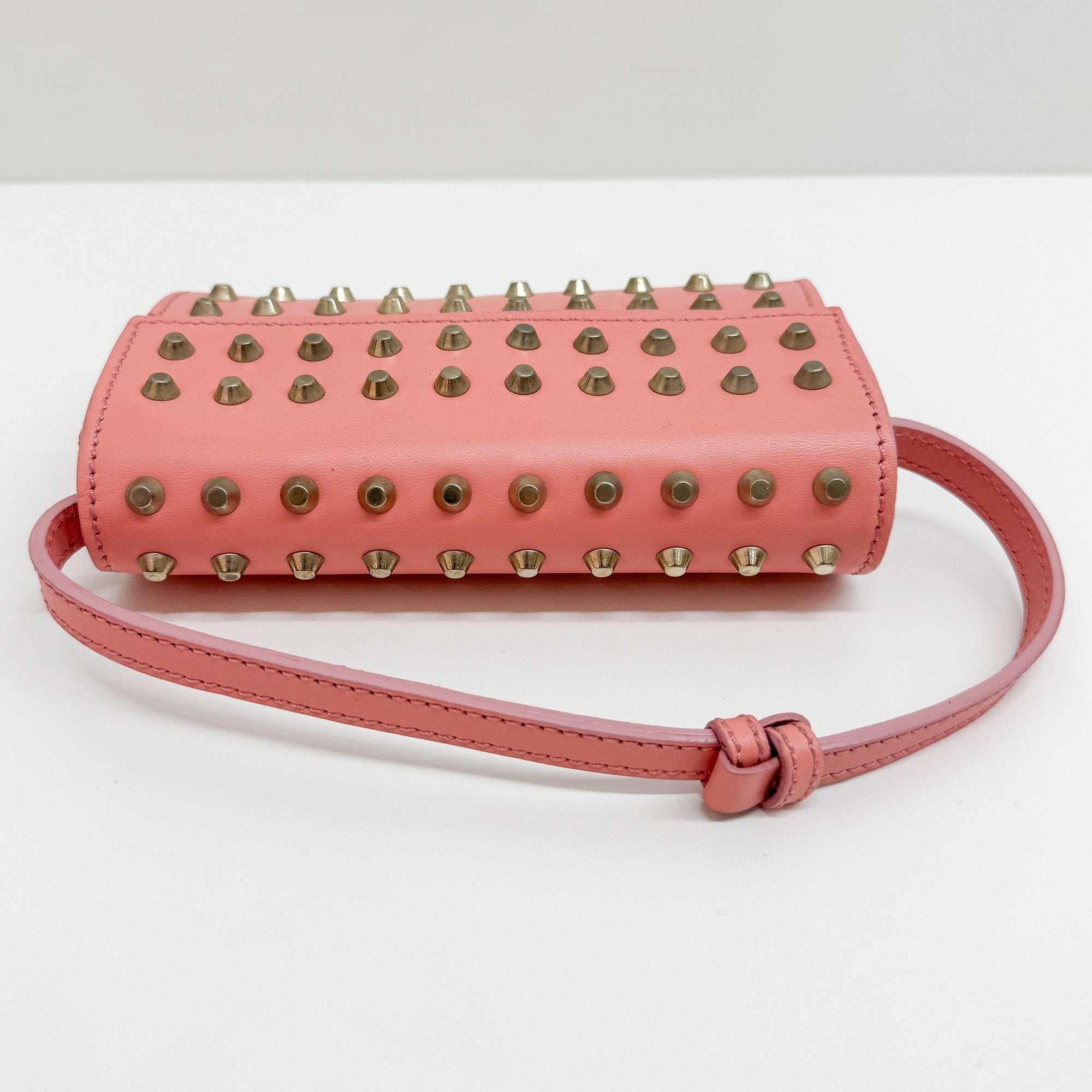 Pink Studded Leather Hand Bag